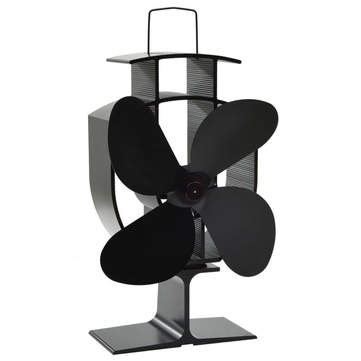 VIDAXL Ventilateur de poele alimente par chaleur 4 pales Noir