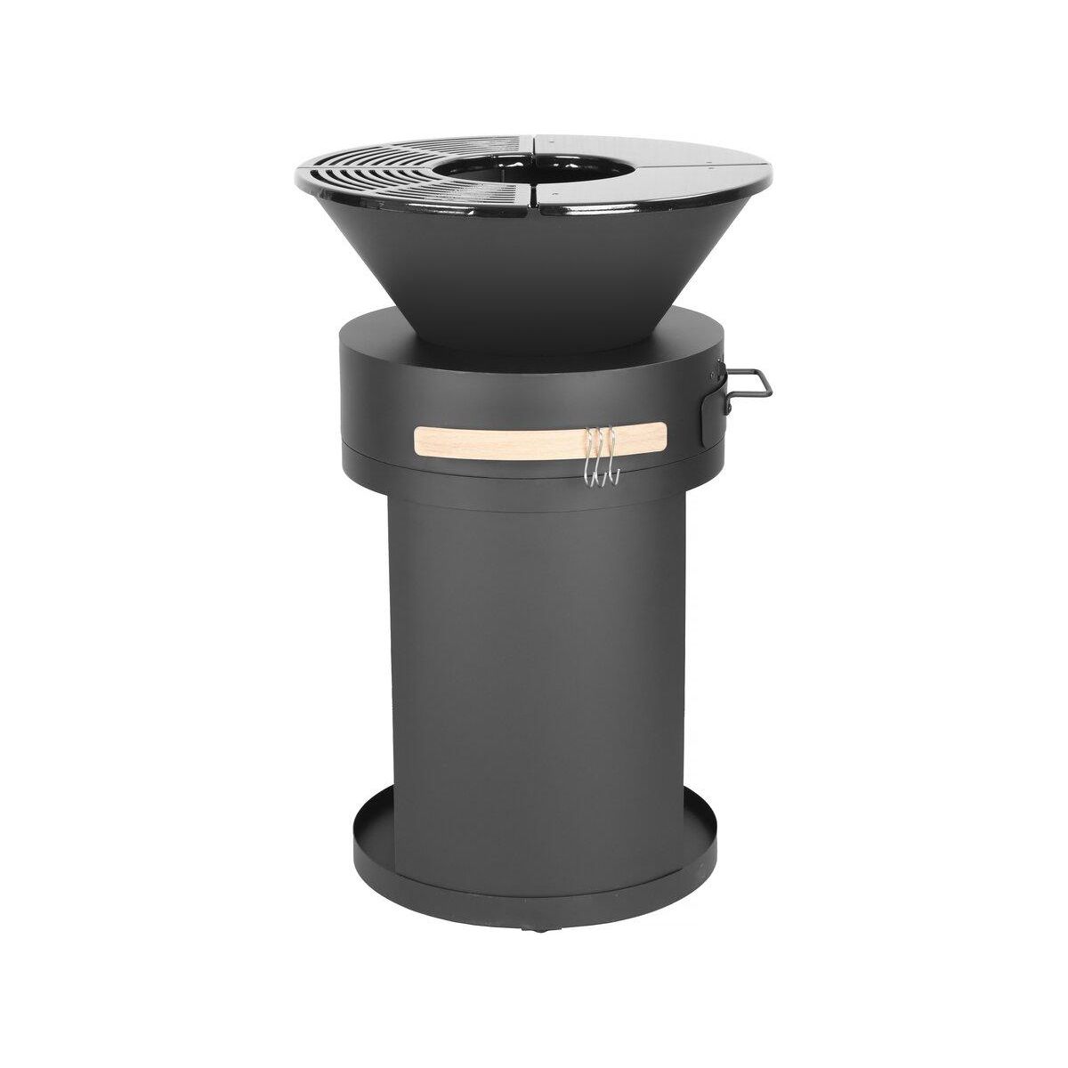 Habitat et Jardin Barbecue plancha brasero a charbon et bois  Cesar  - 49 x 49 x 92 cm - Noir