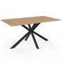 Voir la diapositive 3 : ID MARKET Ensemble table à manger rectangle ALIX 160 cm bois et noir et 6 chaises MILA en velours gris foncé