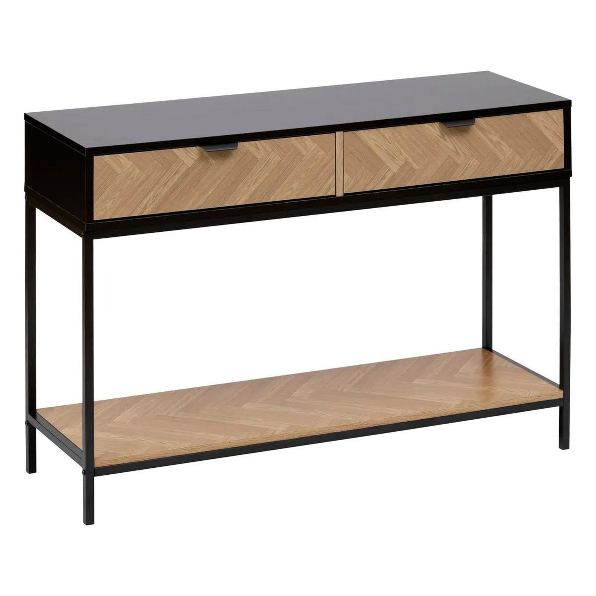 FIVE Console 2 tiroirs  chevrons  110cm naturel & noir