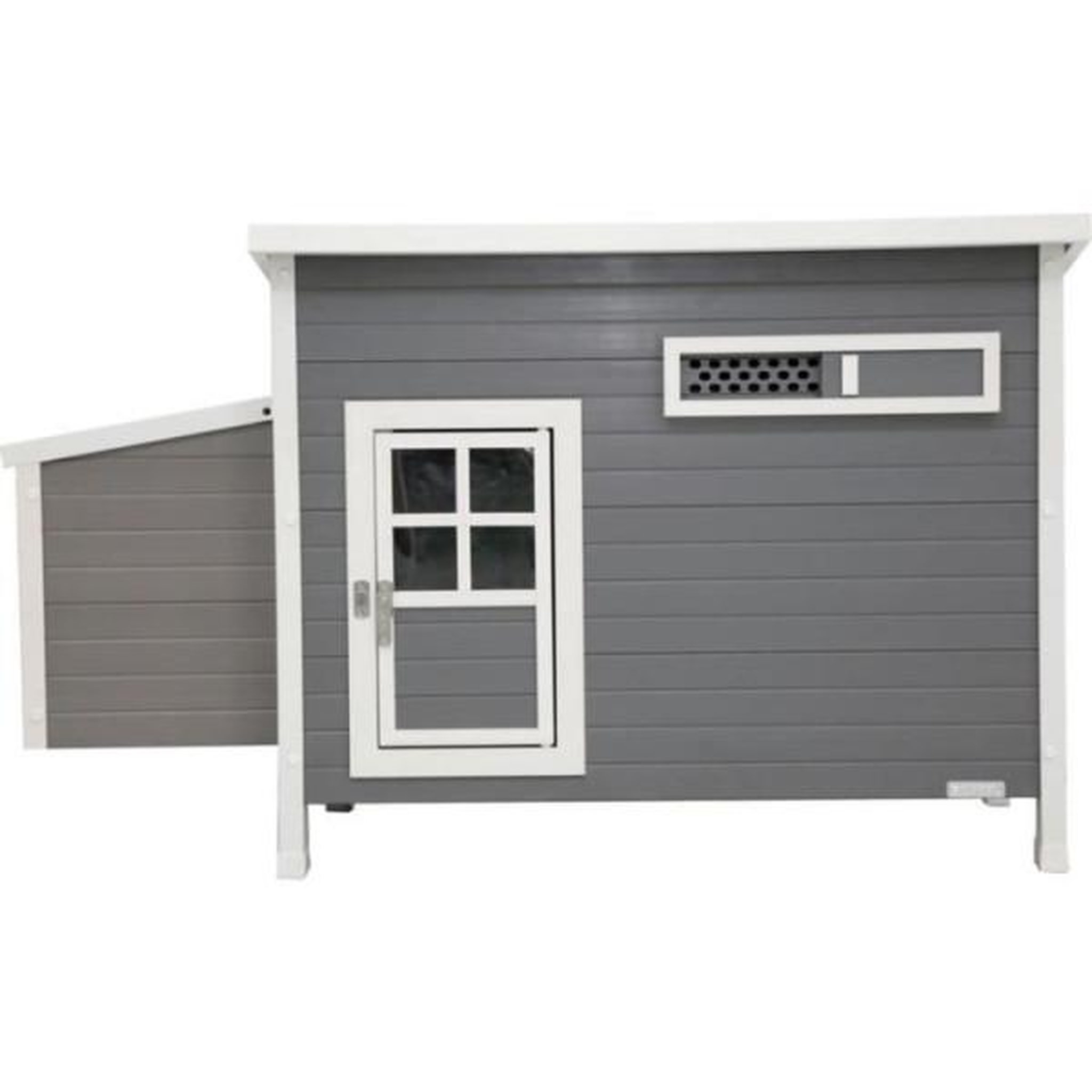 KERBL Kerbl Poulailler Barney Plastique 2-4 poules - 137x73x83 cm - Gris et blanc - 60% PVC 40% bois