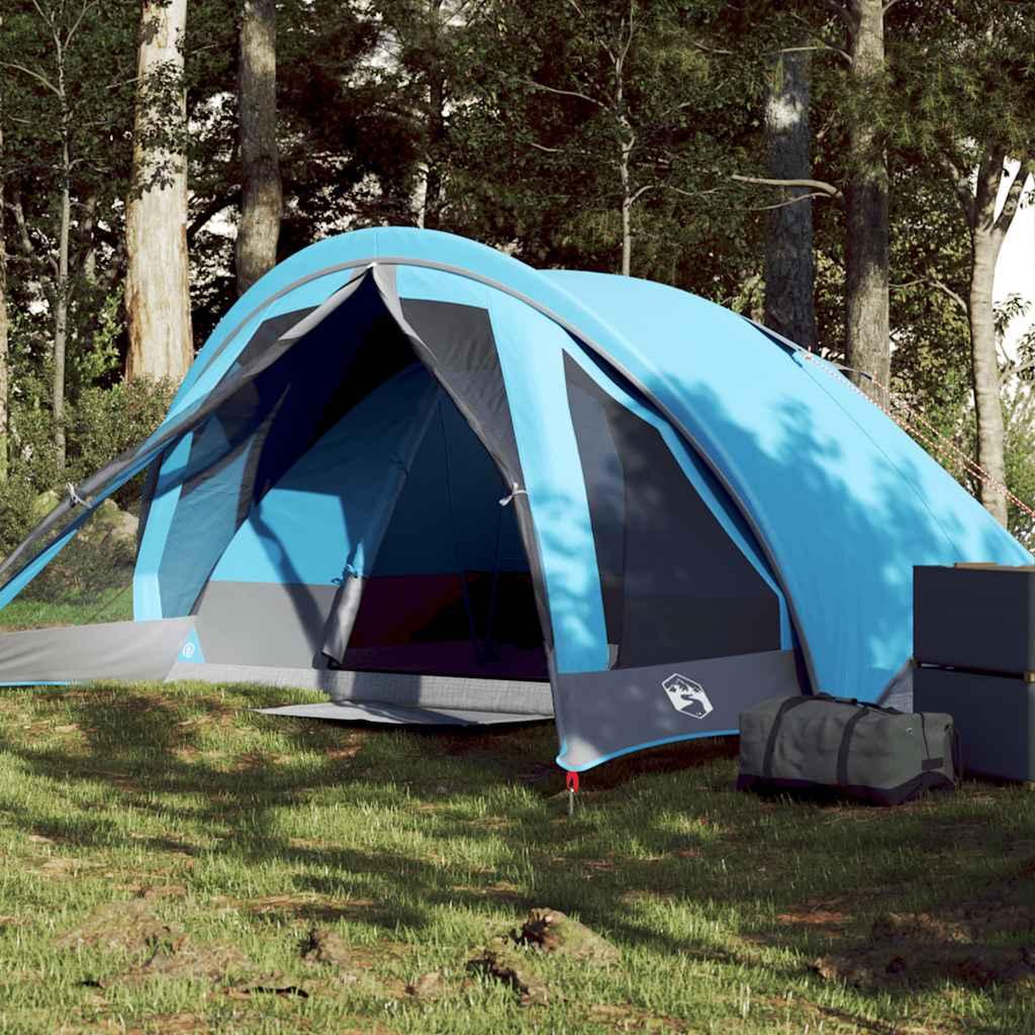 VIDAXL Tente de camping de cabine 4 personnes bleu impermeable