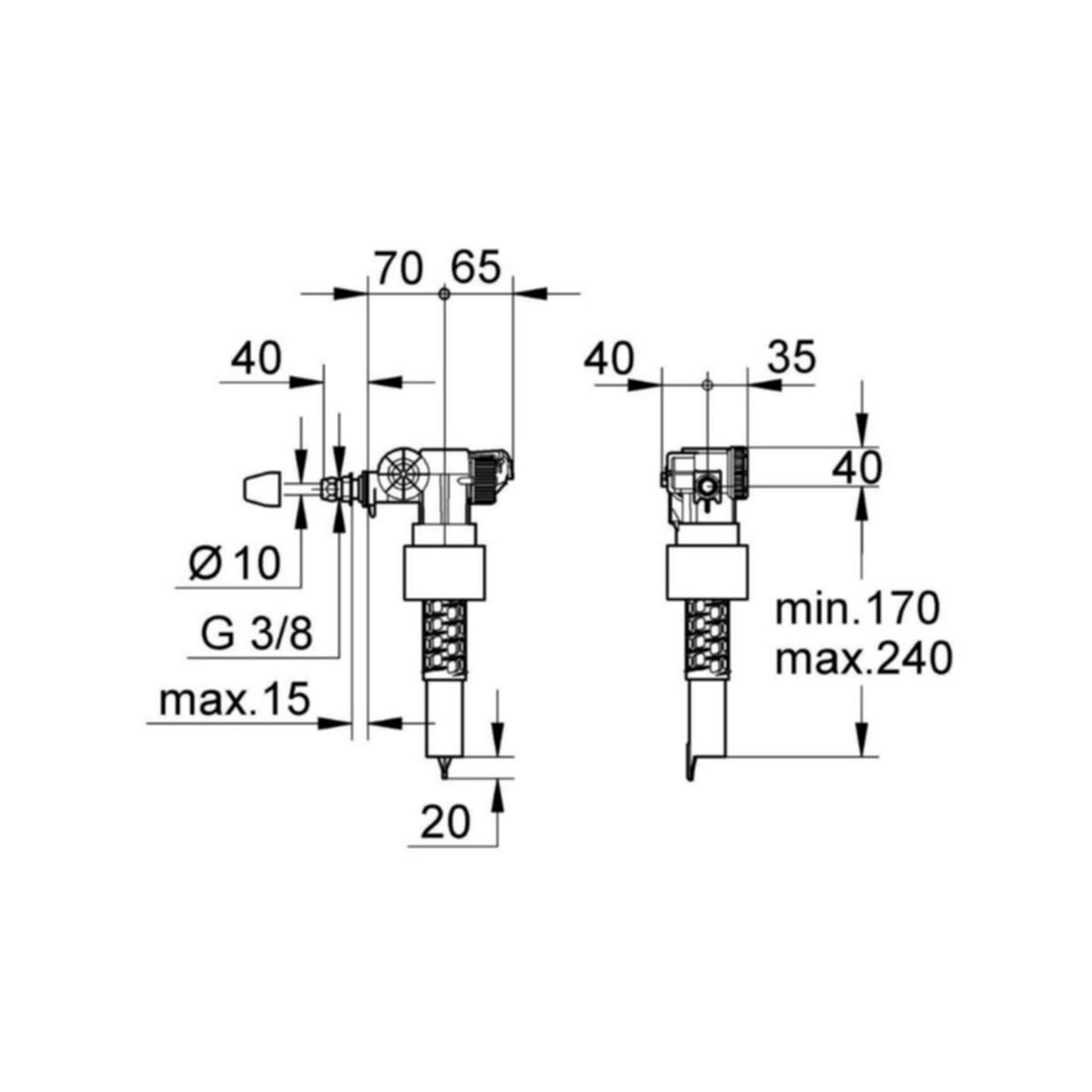Voir la diapositive 2 : Grohe Robinet flotteur pour bâti support wc - 37095000