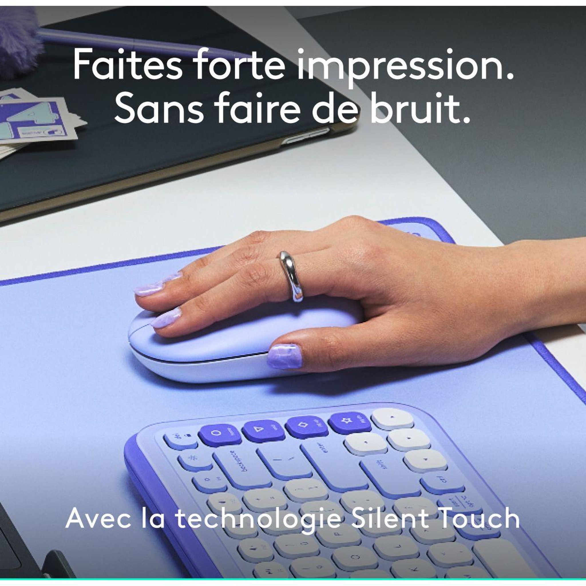 Voir la diapositive 5 : Logitech Souris sans fil pop mouse lila