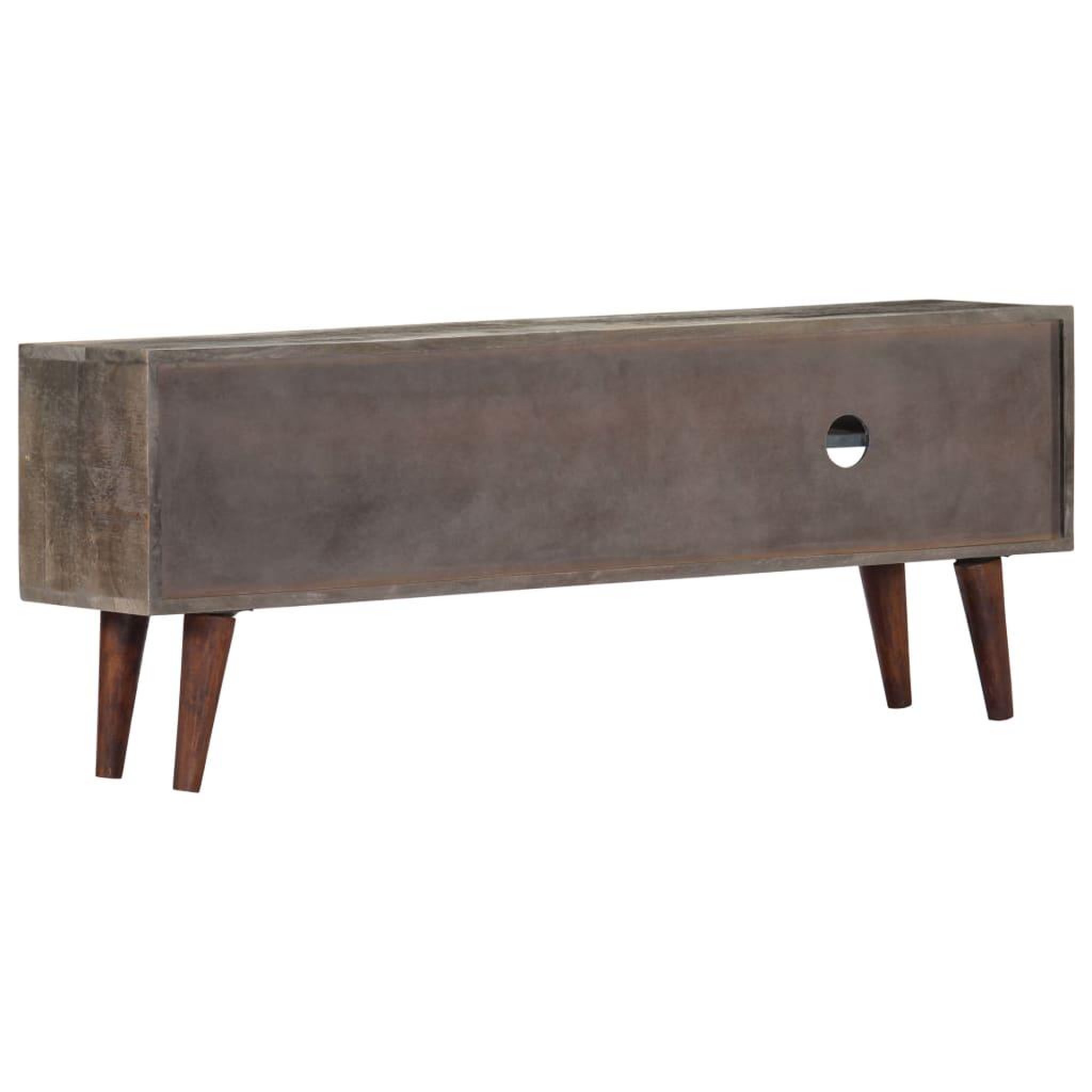 Voir la diapositive 3 : VIDAXL Meuble tv gris 130x30x46 cm bois massif de manguier brut