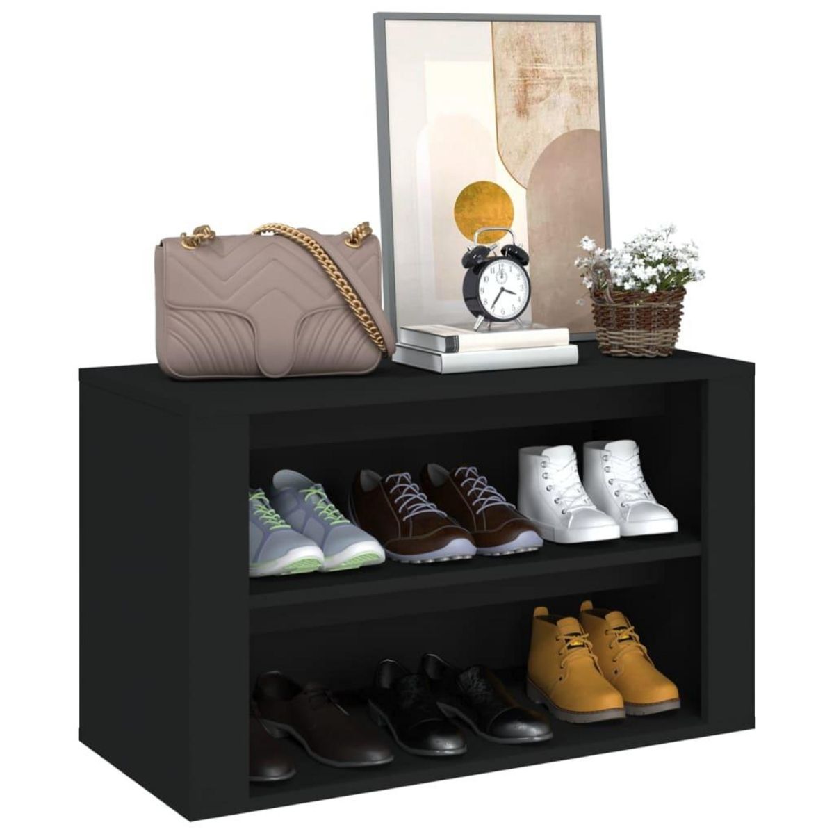 VIDAXL Etagere a chaussures Noir 75x35x45 cm Bois d'ingenierie