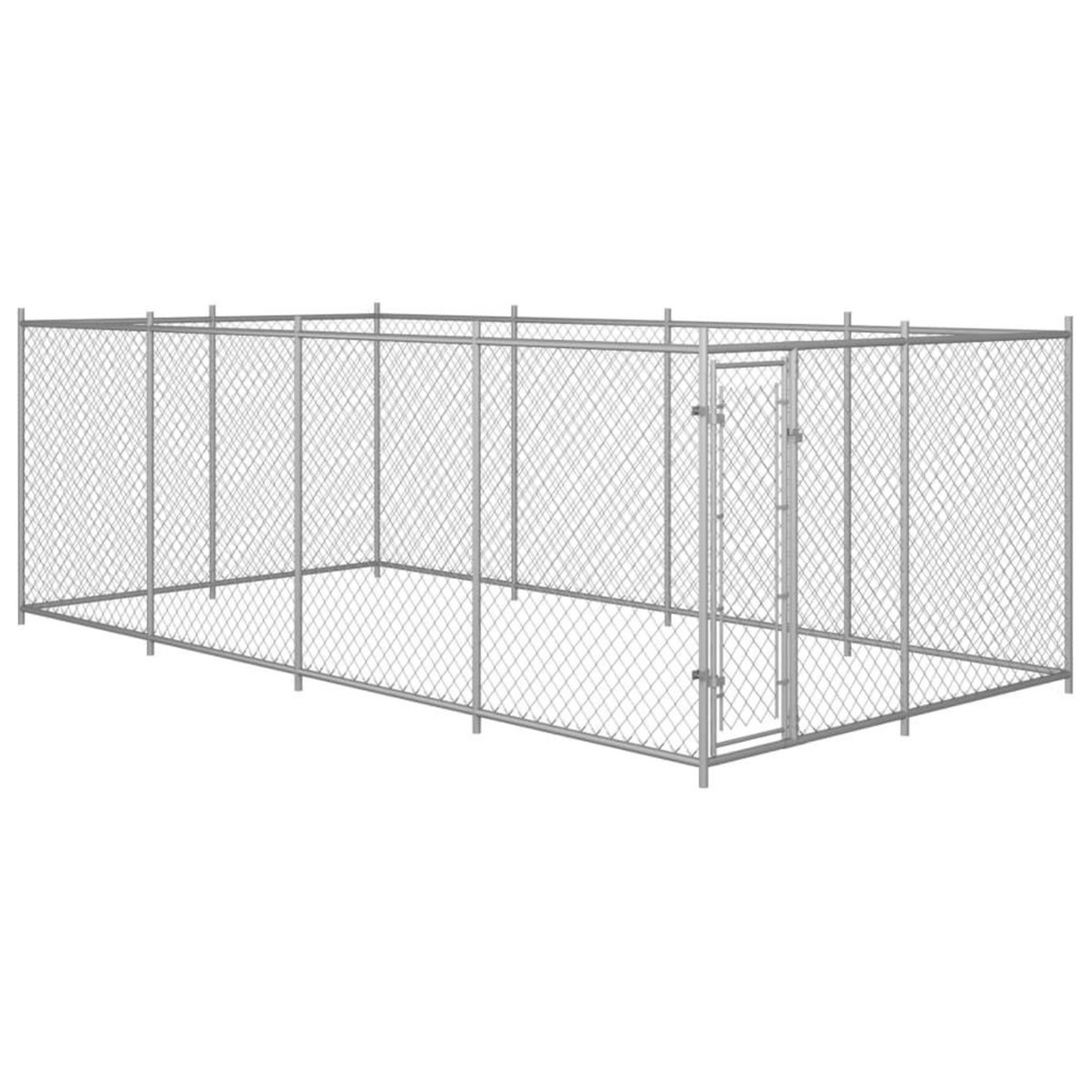 VIDAXL Chenil exterieur pour chiens 7,6 x 3,8 x 1,9 m