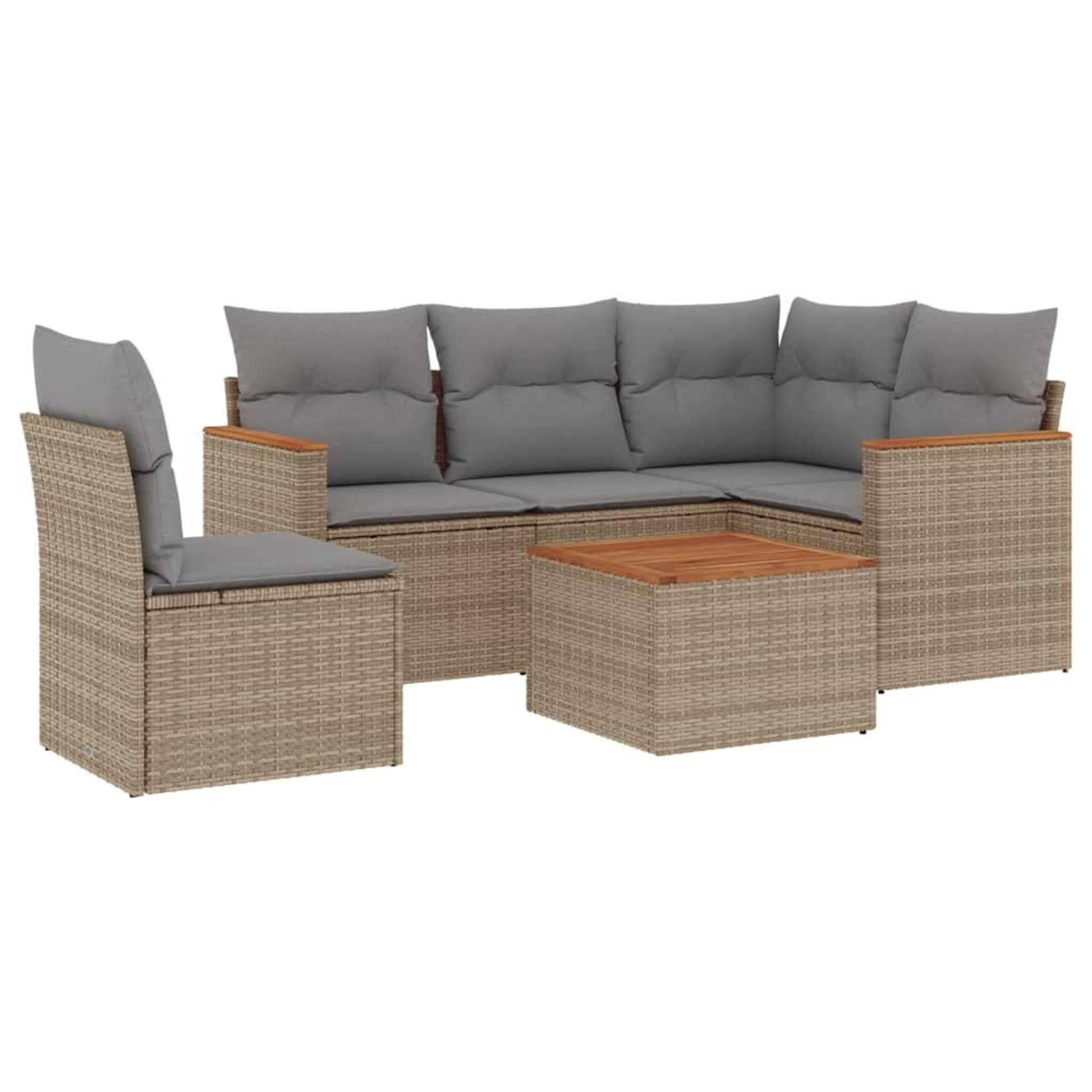 Voir la diapositive 2 : VIDAXL Salon de jardin avec coussins 6pcs melange beige resine tressee