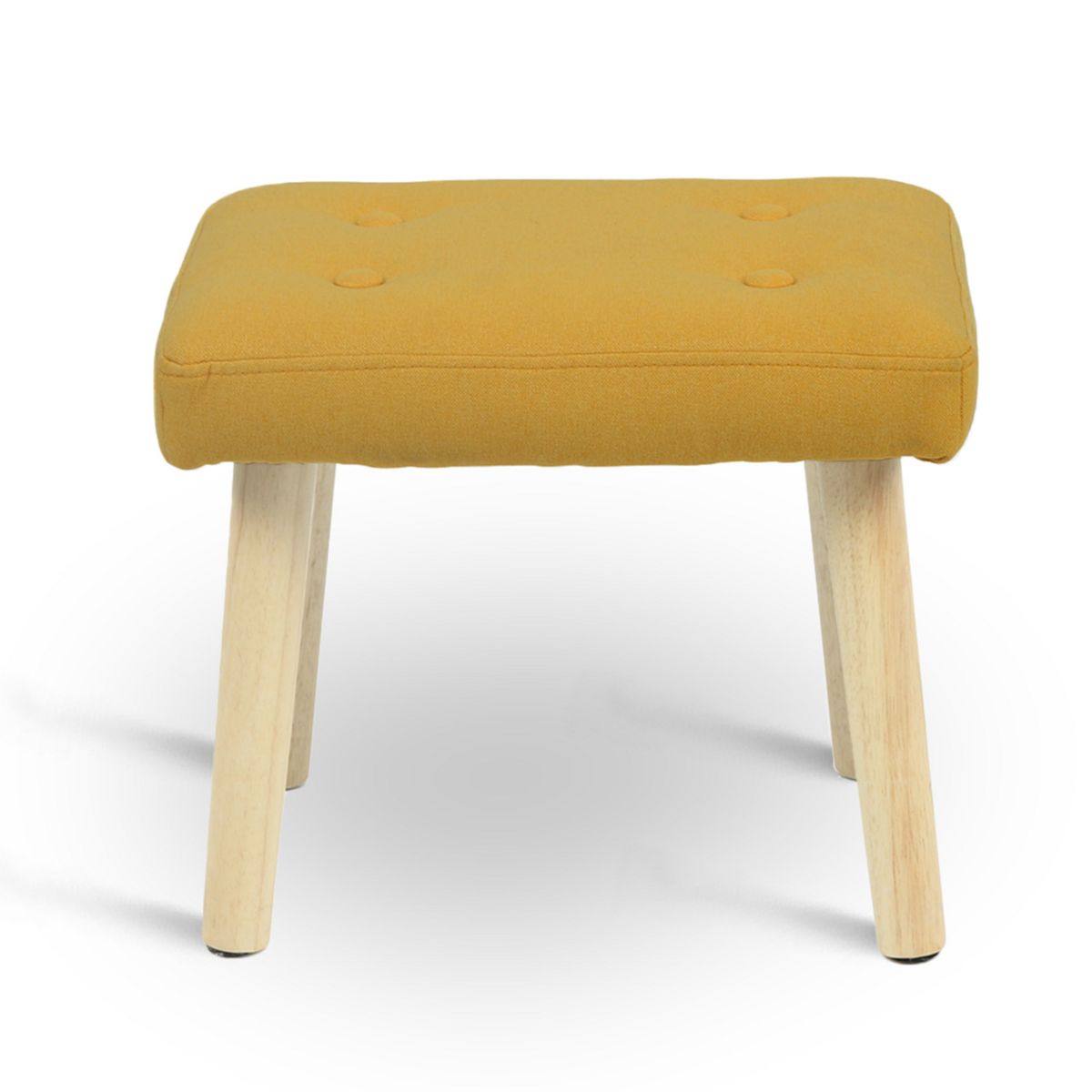 ID MARKET Fauteuil scandinave LIV avec repose pieds en tissu jaune