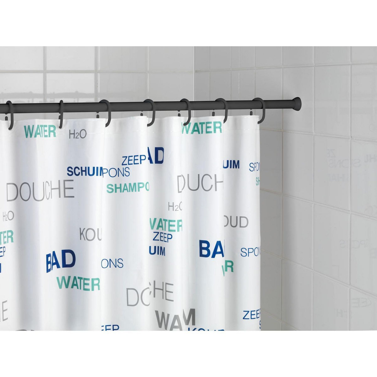 Wenko Barre de douche télescopique - 110/185 cm - Noir