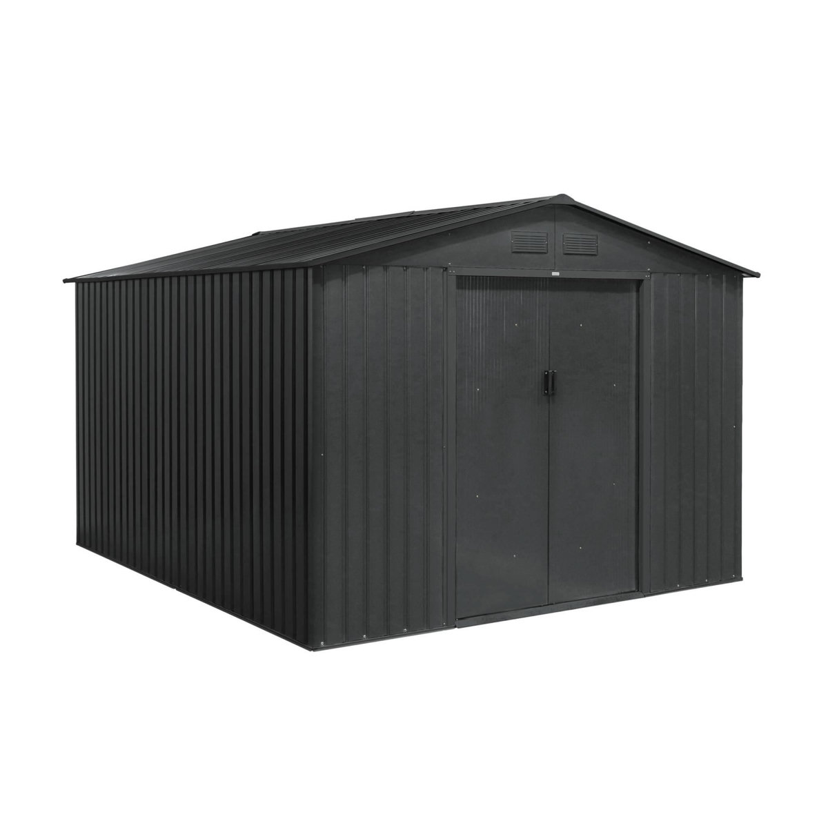 SWEEEK Abri de jardin en métal - FLANDRE 8.84m² gris anthracite - Cabane à outils avec deux grandes portes coulissantes. kit de fixation sol inclus. maison de rangement. remise
