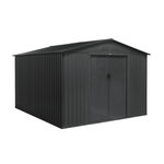 SWEEEK Abri de jardin en métal - FLANDRE 8.84m² gris anthracite - Cabane à outils avec deux grandes portes coulissantes. kit de fixation sol inclus. maison de rangement. remise