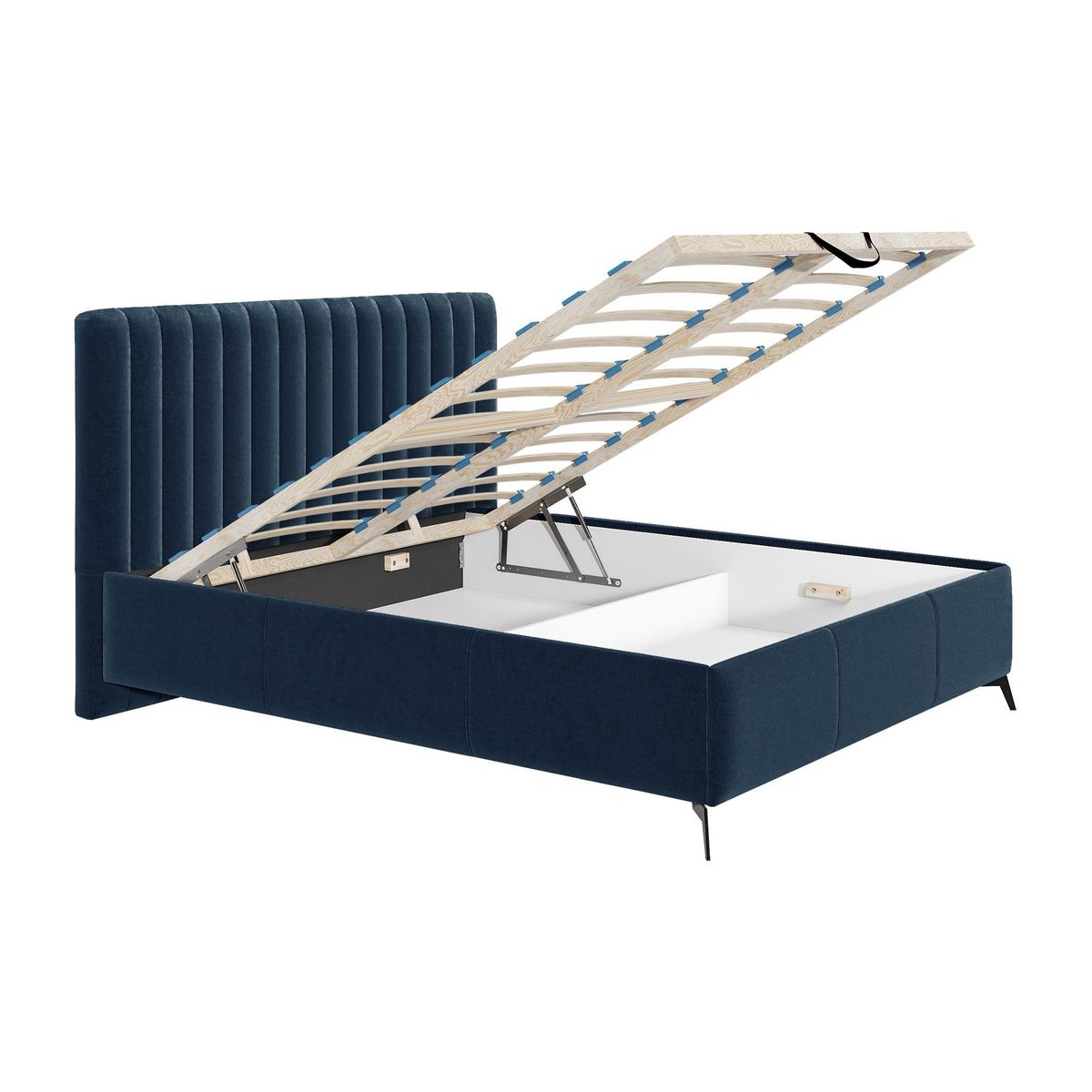 BEST MOBILIER Mendoza - lit coffre - 160x200 - sommier inclus - en velours