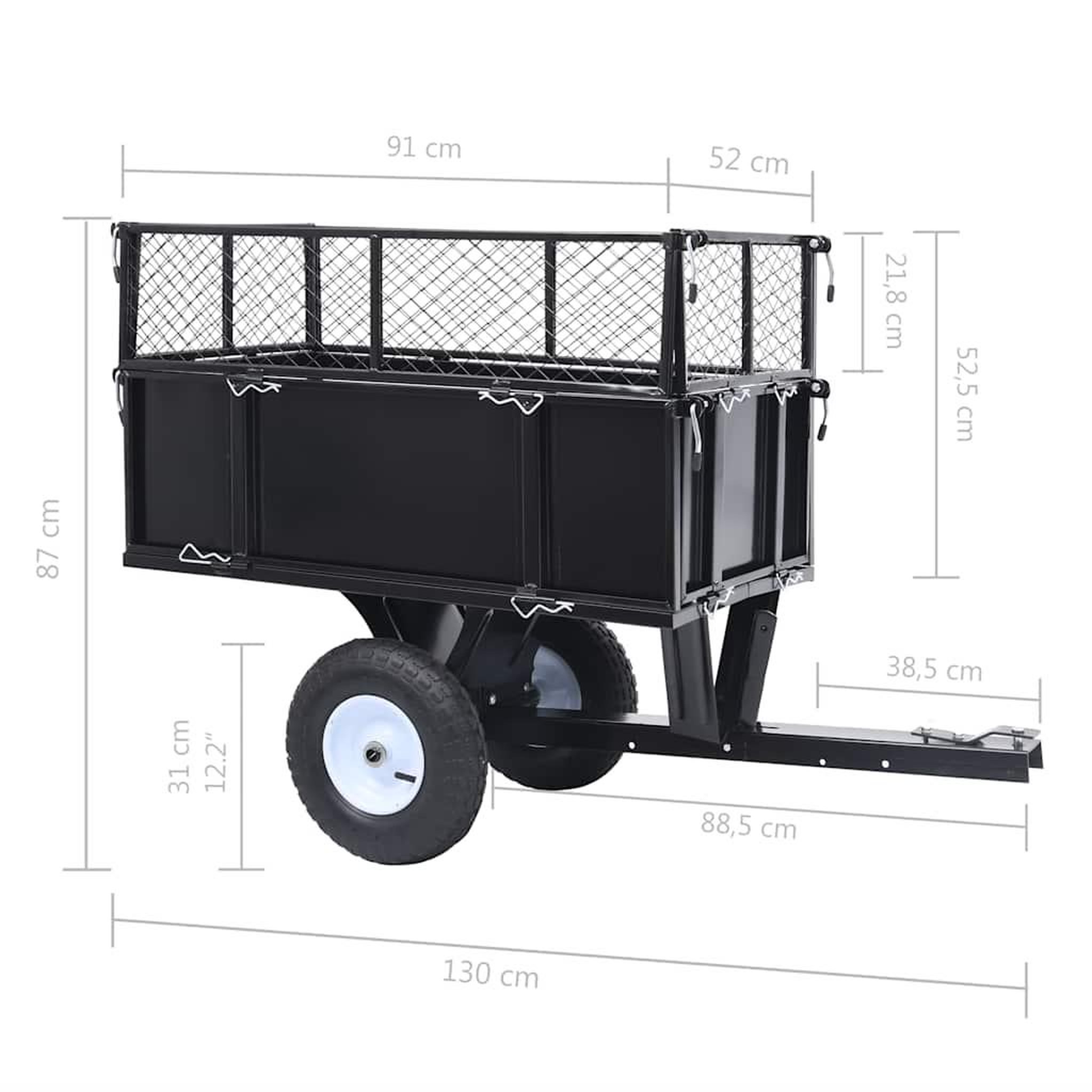 Voir la diapositive 6 : VIDAXL Remorque basculante pour tondeuse de pelouse Charge de 150 kg
