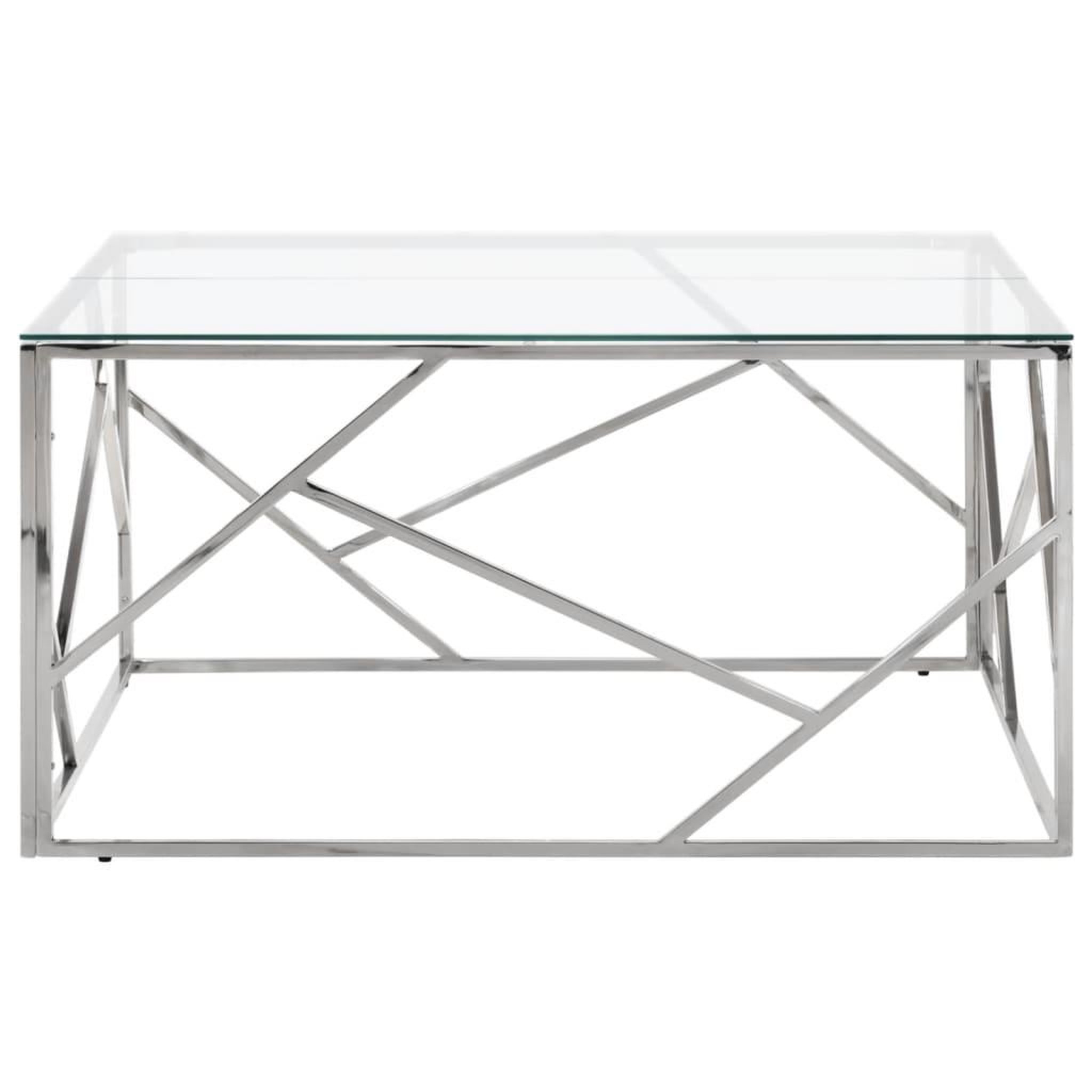 Voir la diapositive 2 : VIDAXL Table basse argente acier inoxydable et verre trempe