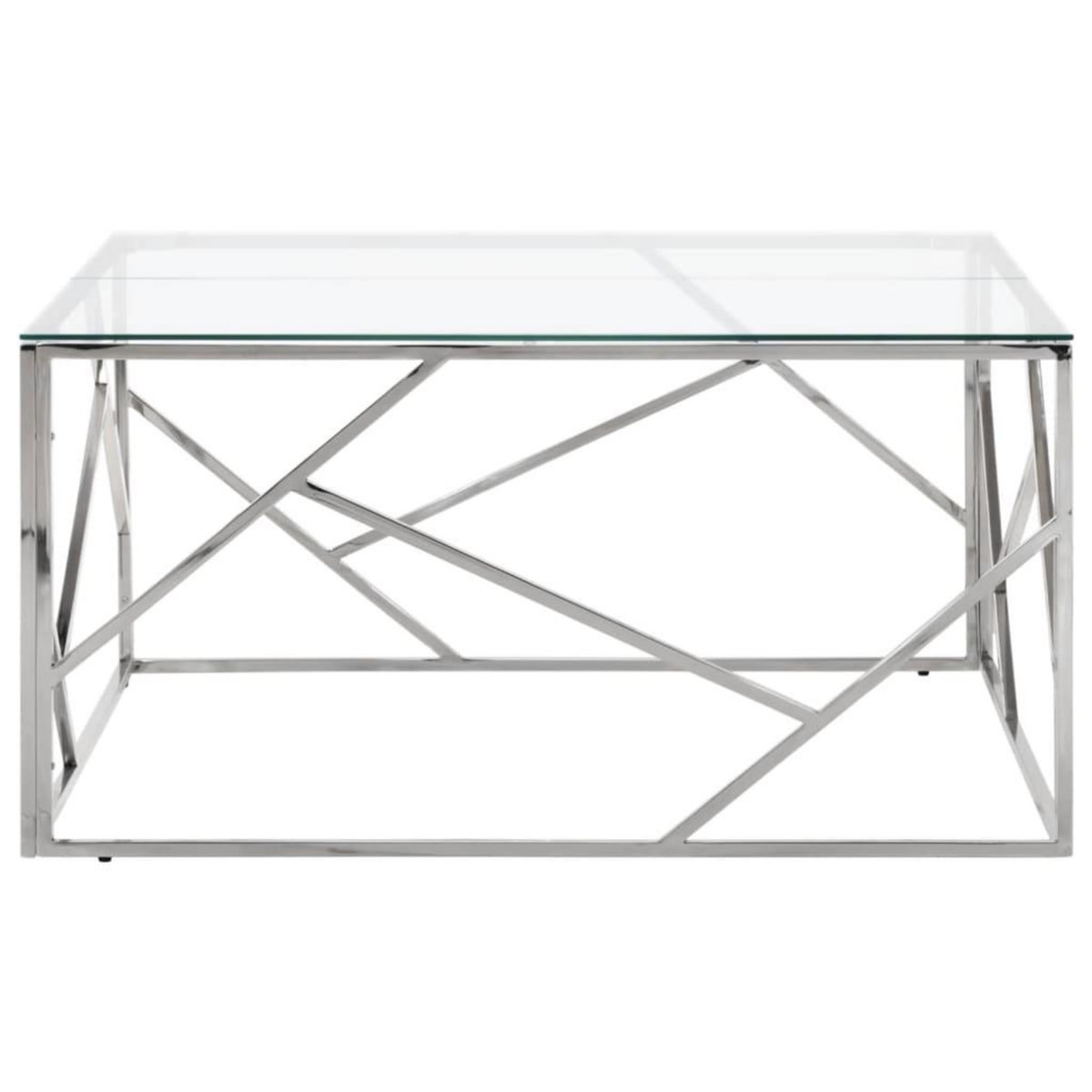 VIDAXL Table basse argente acier inoxydable et verre trempe