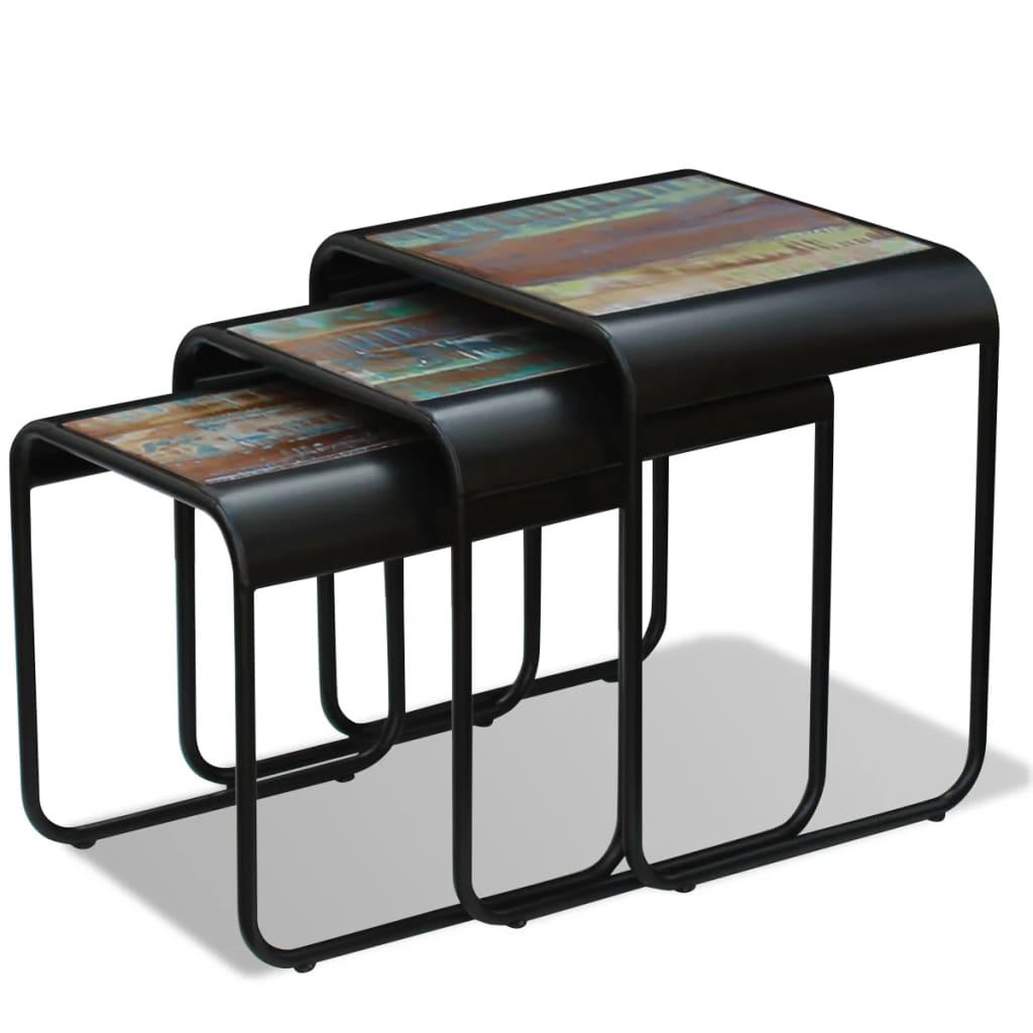 Voir la diapositive 4 : VIDAXL Tables gigognes 3 pcs Bois de recuperation massif