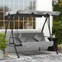 Voir la diapositive 2 : OUTSUNNY Balancelle de jardin convertible 3 places grand confort inclinaison toit réglable matelas fourni métal polyester gris clair
