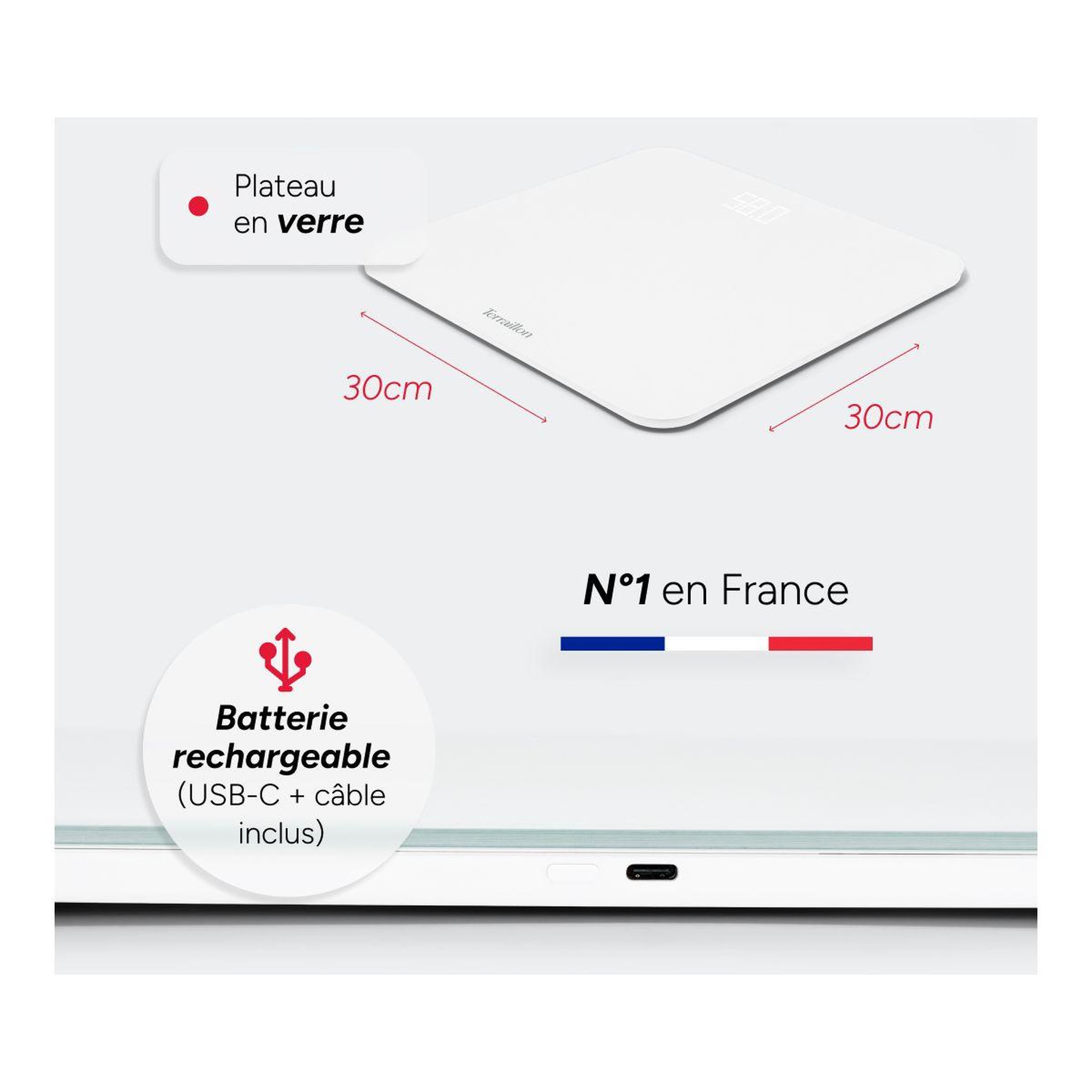 Voir la diapositive 5 : Terraillon Pèse personne x-line usb-c