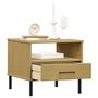 Voir la diapositive 3 : VIDAXL Table de chevet avec pieds en metal Marron Bois pin massif OSLO