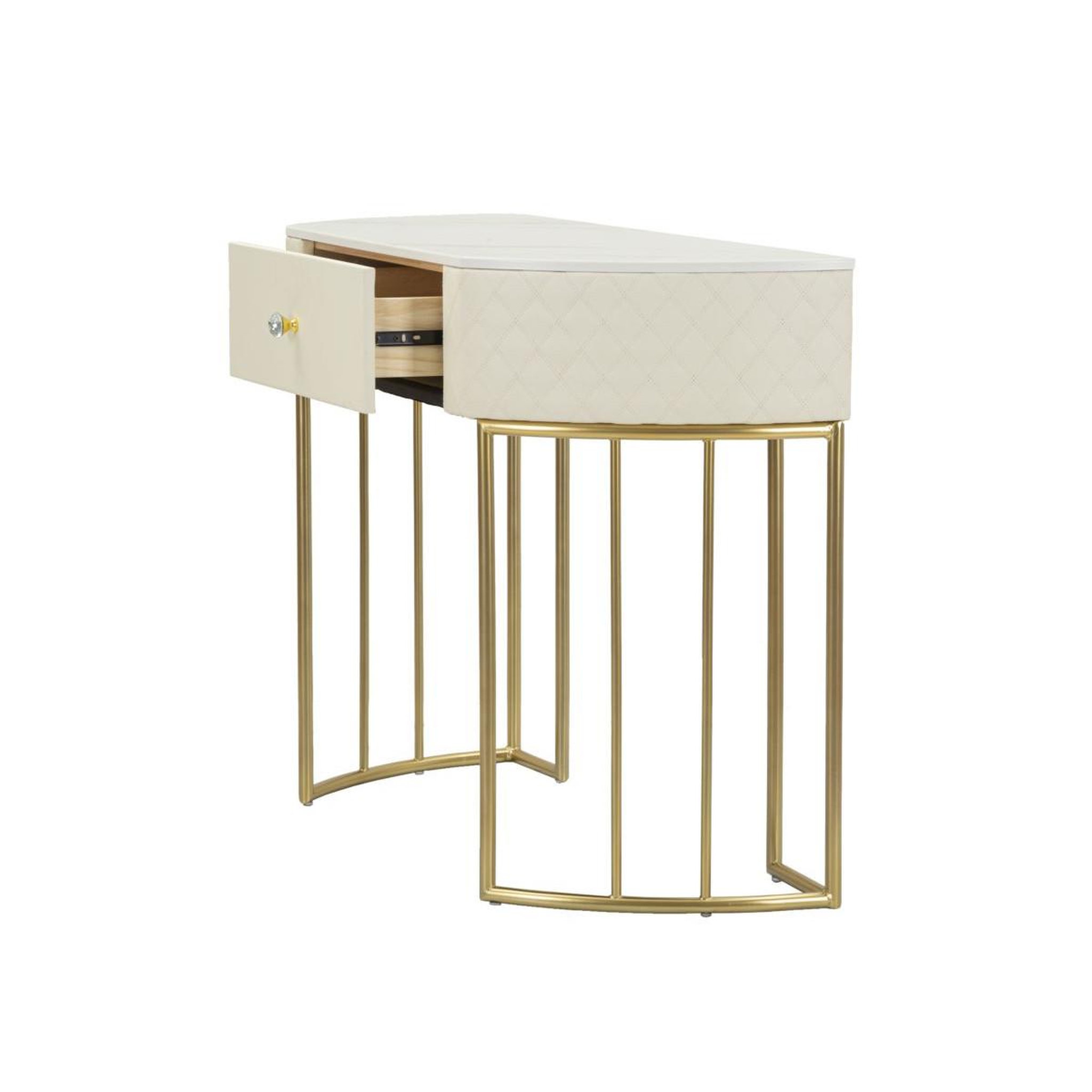 Voir la diapositive 3 : Paris Prix Console design effet marbre  sharon  100cm blanc & or