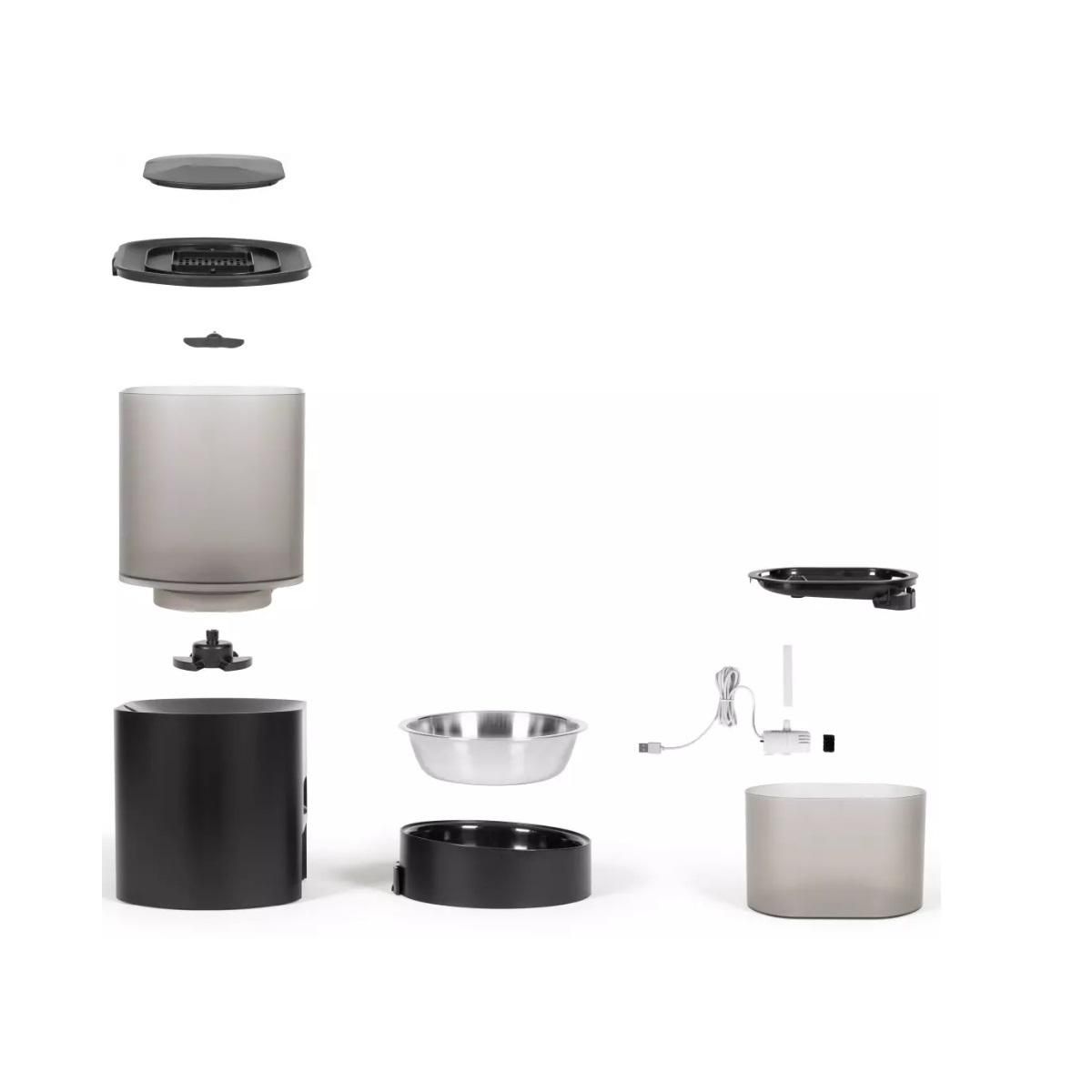 LIVOO Distributeur de croquettes automatique 5w noir + fontaine à eau - PET107