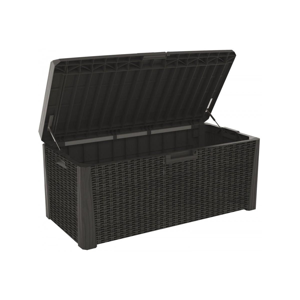 Toomax Coffre de jardin en résine 560 Litres Gris Anthracite Cousin inclus Effet rotin L147xP72xH65 cm TOOMAX