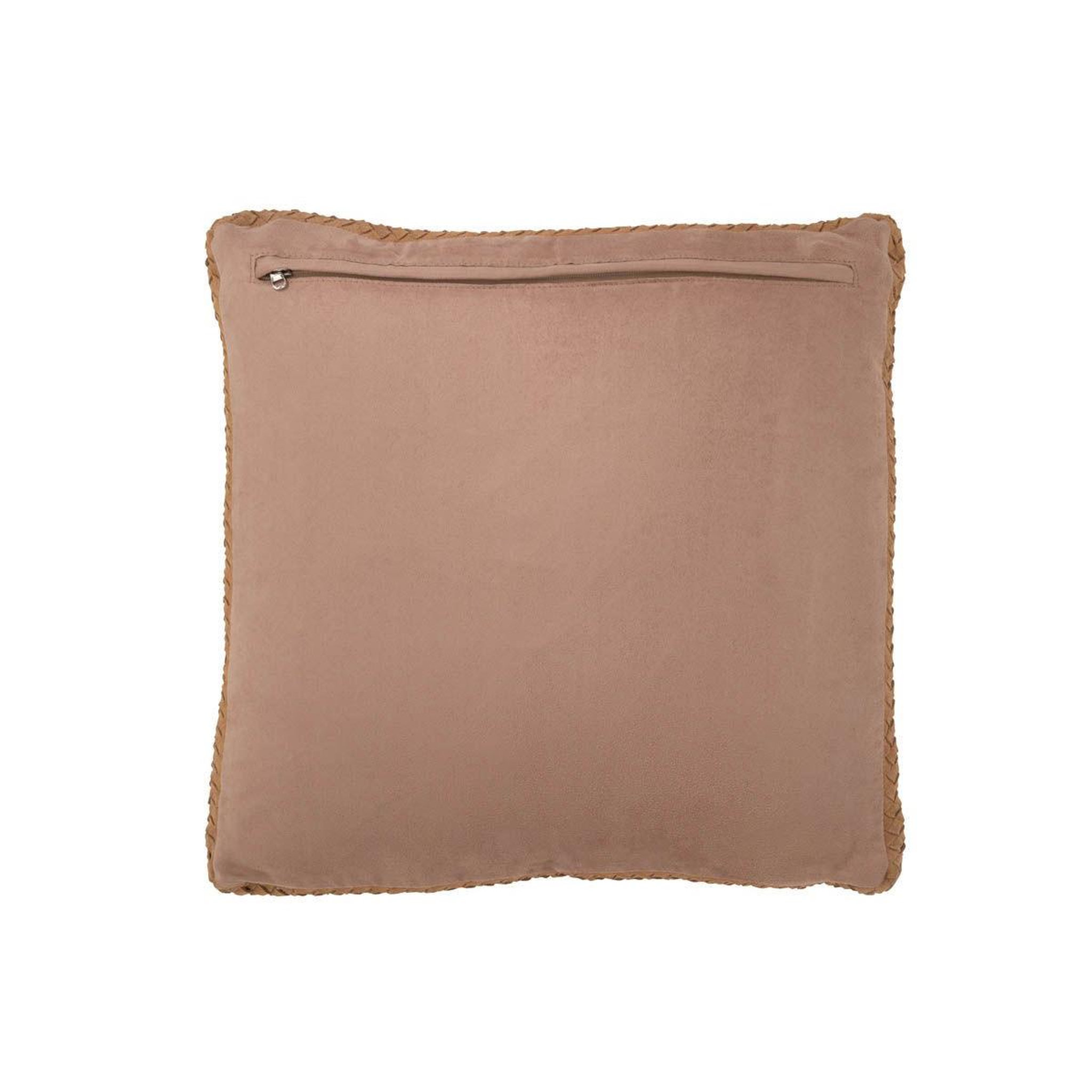 Voir la diapositive 2 : J-LINE Coussin Tissé en Cuir  Coleman  45x45cm Camel
