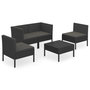 Voir la diapositive 2 : VIDAXL Salon de jardin 5 pcs avec coussins resine tressee noir
