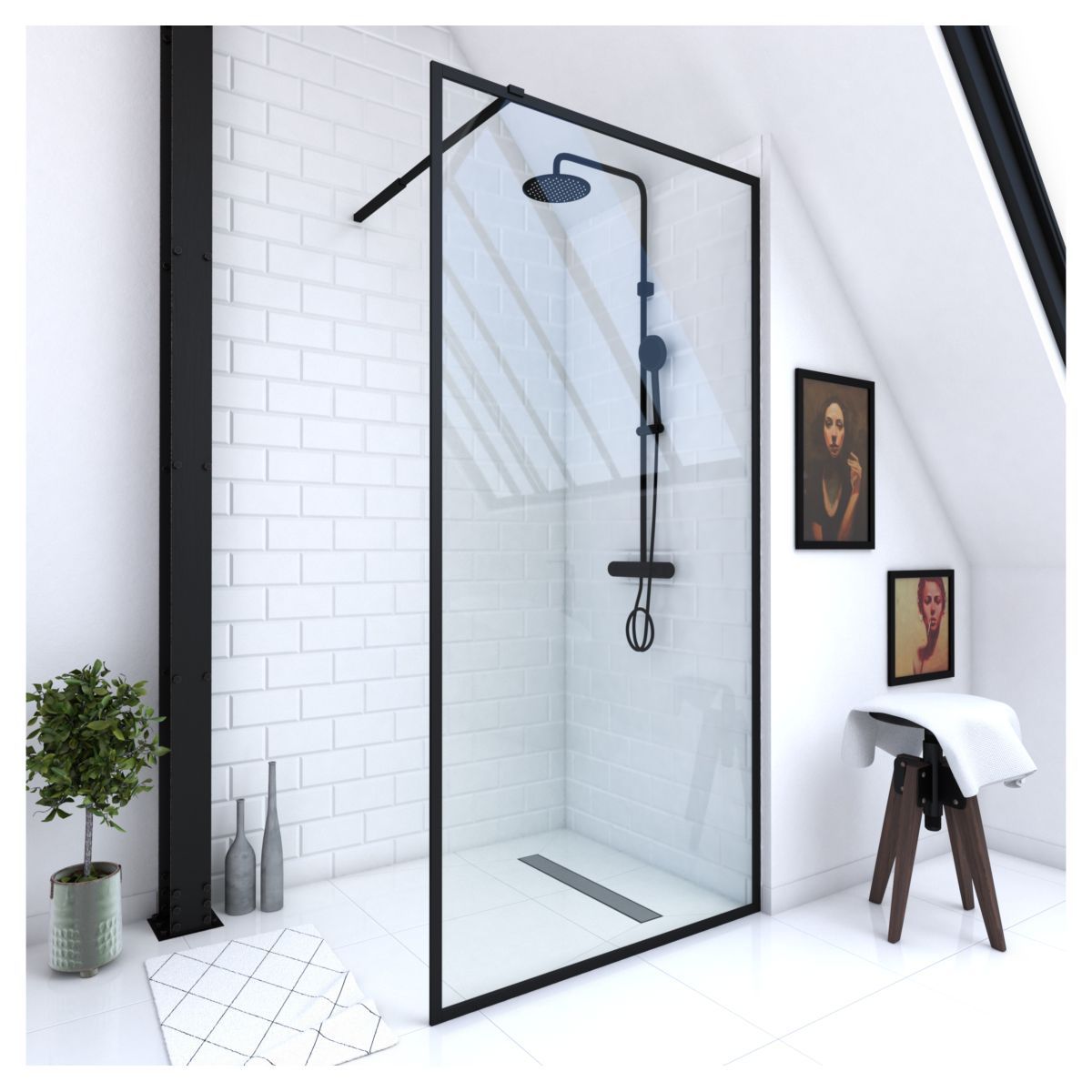 Paroi de douche à l'italienne noir 100x200 cm - DARK EDGE 100