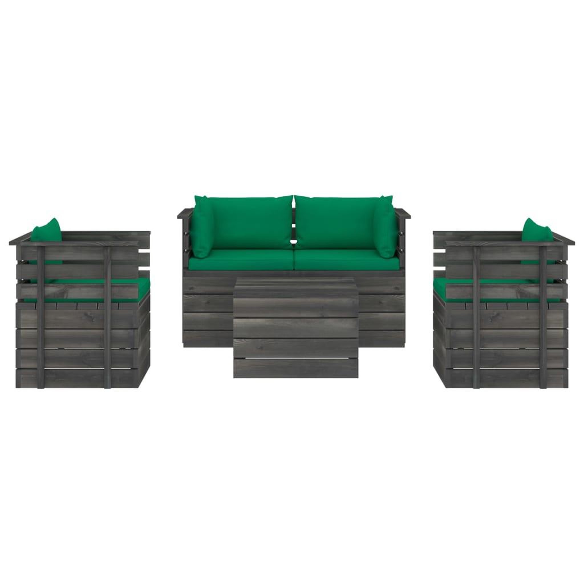 Voir la diapositive 3 : VIDAXL Salon palette de jardin 5 pcs avec coussins Bois de pin massif