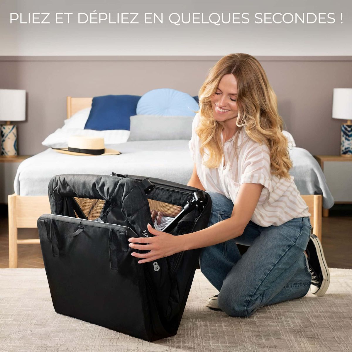 KINDERKRAFT Lit de camping pliant bébé 3 en 1 avec fonction évolutive