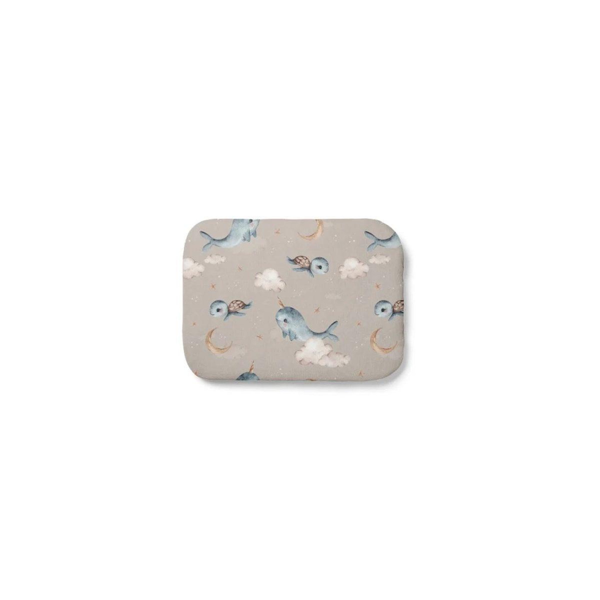 WALDIN Oreiller bébé 40 × 30 cm - motif baleine, beige foncé