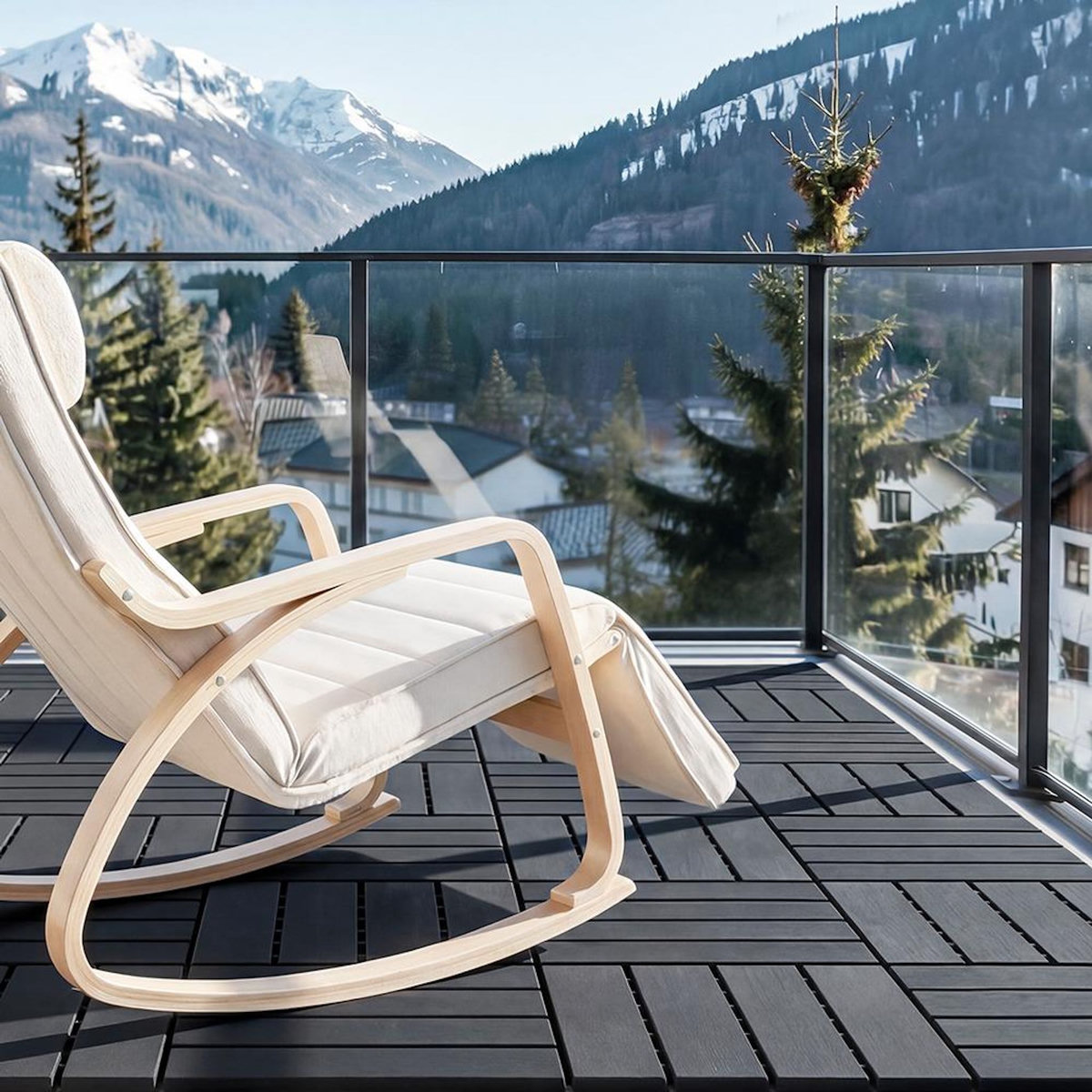 SOBUY Dalle Sol Modulaire Clic Noir 30.5x30.5x2cm SDA14-HG