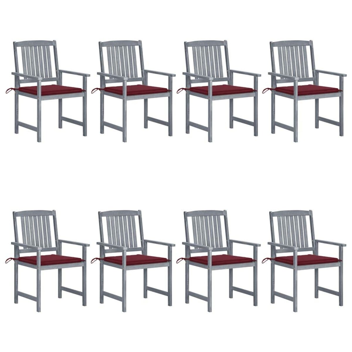VIDAXL Chaises de jardin et coussins lot de 8 Bois acacia solide Gris