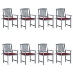 VIDAXL Chaises de jardin et coussins lot de 8 Bois acacia solide Gris