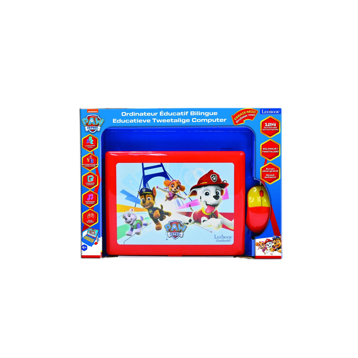 Lexibook Ordinateur portable éducatif bilingue La Pat Patrouille avec 124 activités (FR/NL)