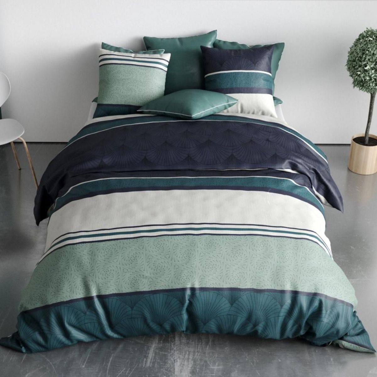 ATELIER DU COTON Housse de couette 260x240 ANTIKA + 2 taies coton 57 fils