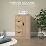 Voir la diapositive 5 : HOMCOM Meuble de rangement moderne 1 porte 4 tiroirs - panneaux particules aspect chêne clair