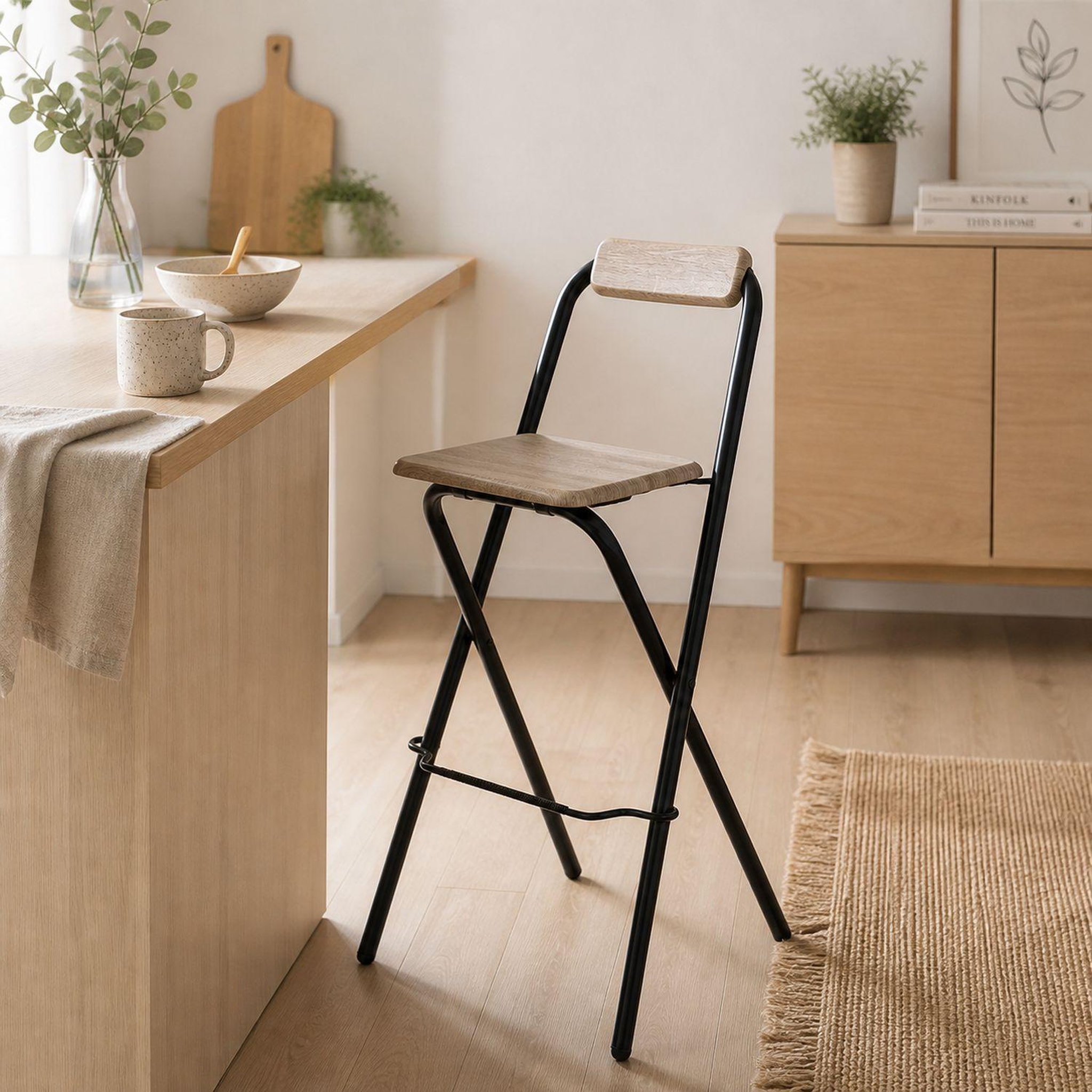 Voir la diapositive 2 : TOILINUX Lot de 4 chaises de bar pliantes louna - h. 97,5 cm