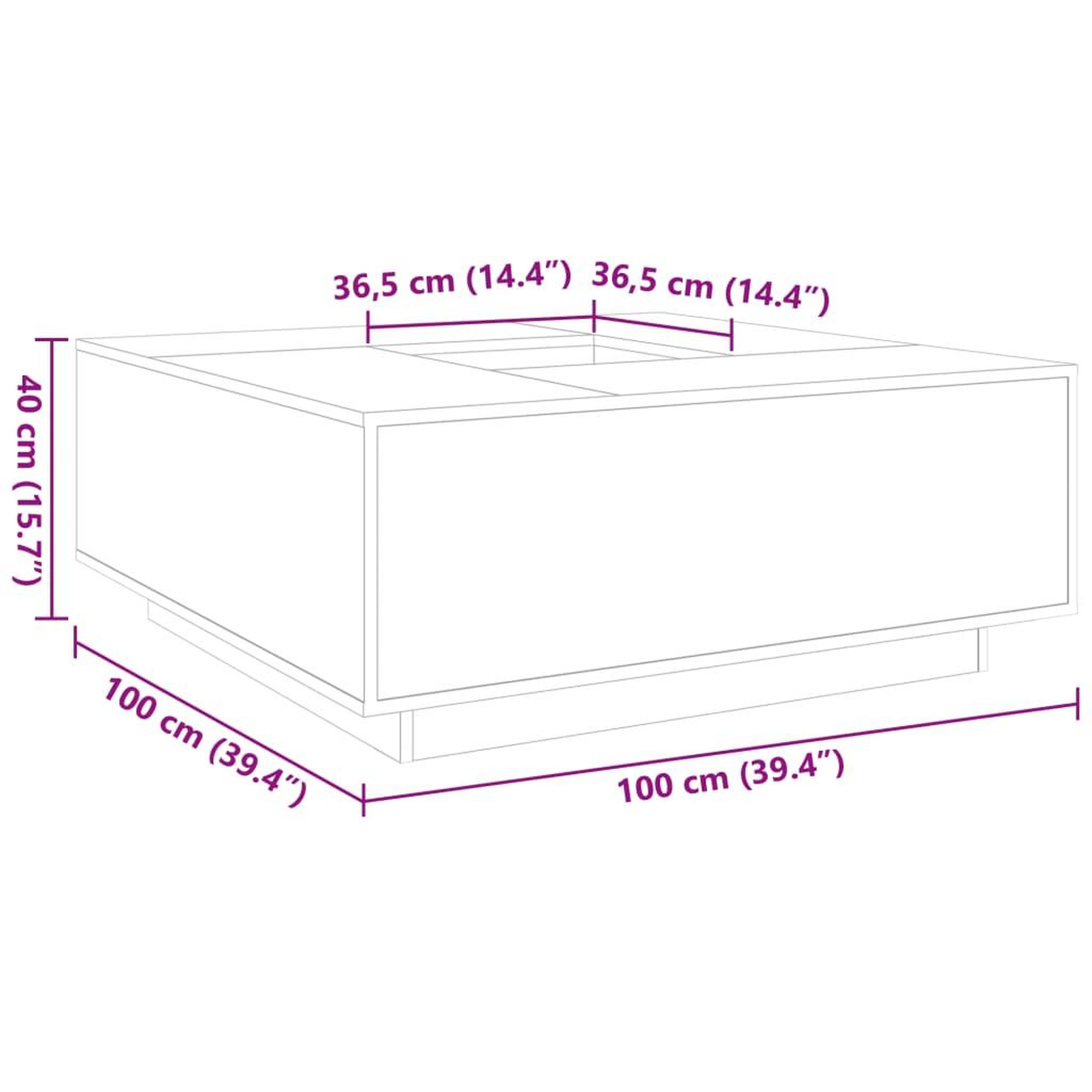 Voir la diapositive 6 : VIDAXL Table basse chene sonoma 100x100x40 cm bois d'ingenierie