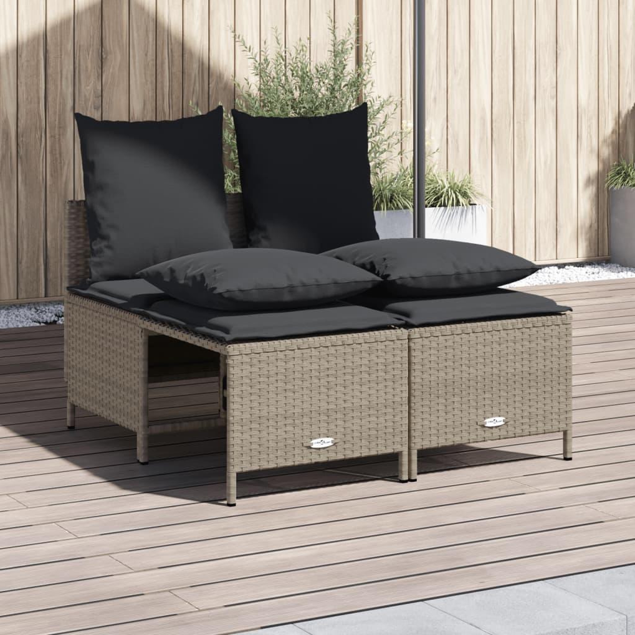 VIDAXL Salon de jardin 4 pcs avec coussins gris clair resine tressee