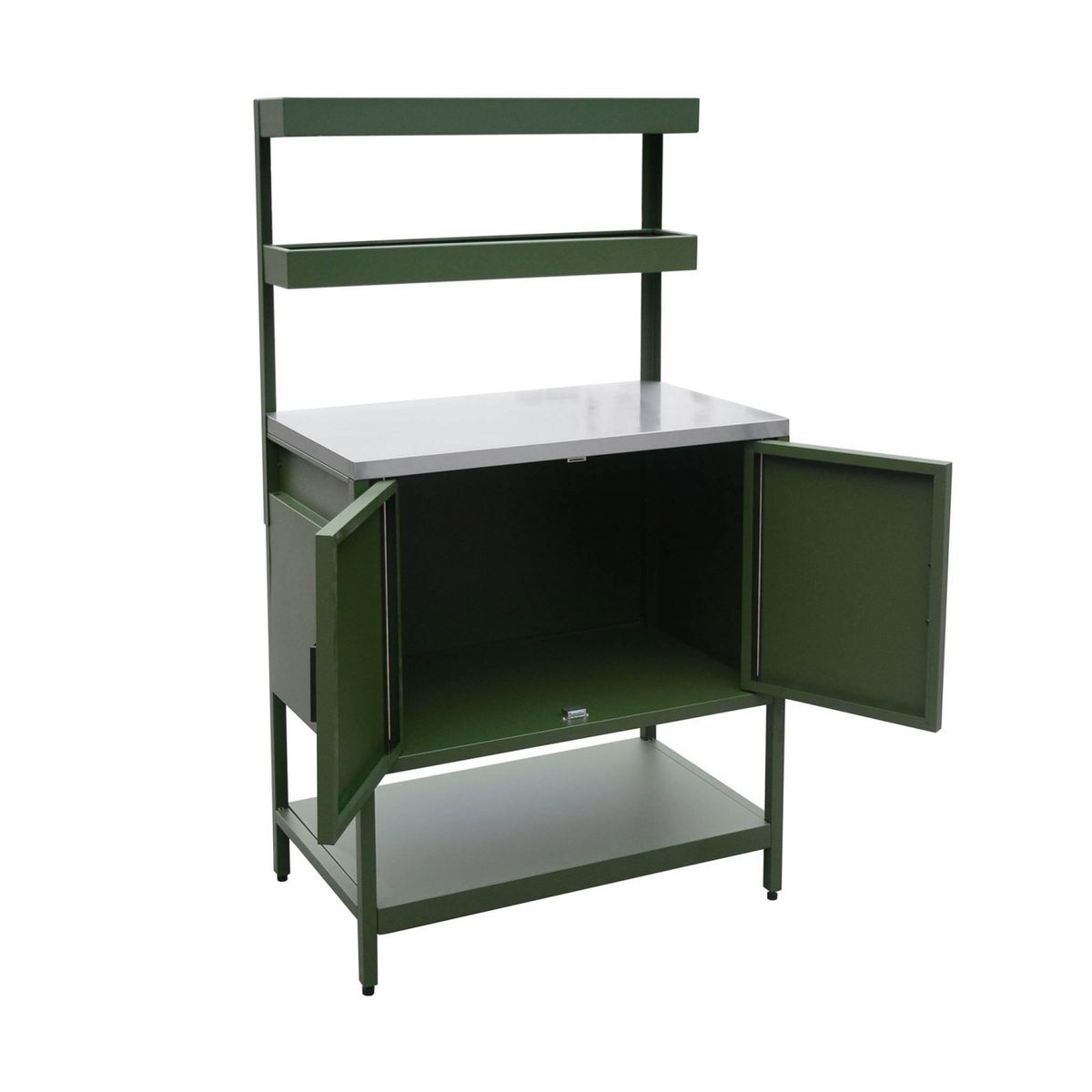 SWEEEK Cuisine extérieure en acier avec 2 étagères suspendues et 2 portes L80cm