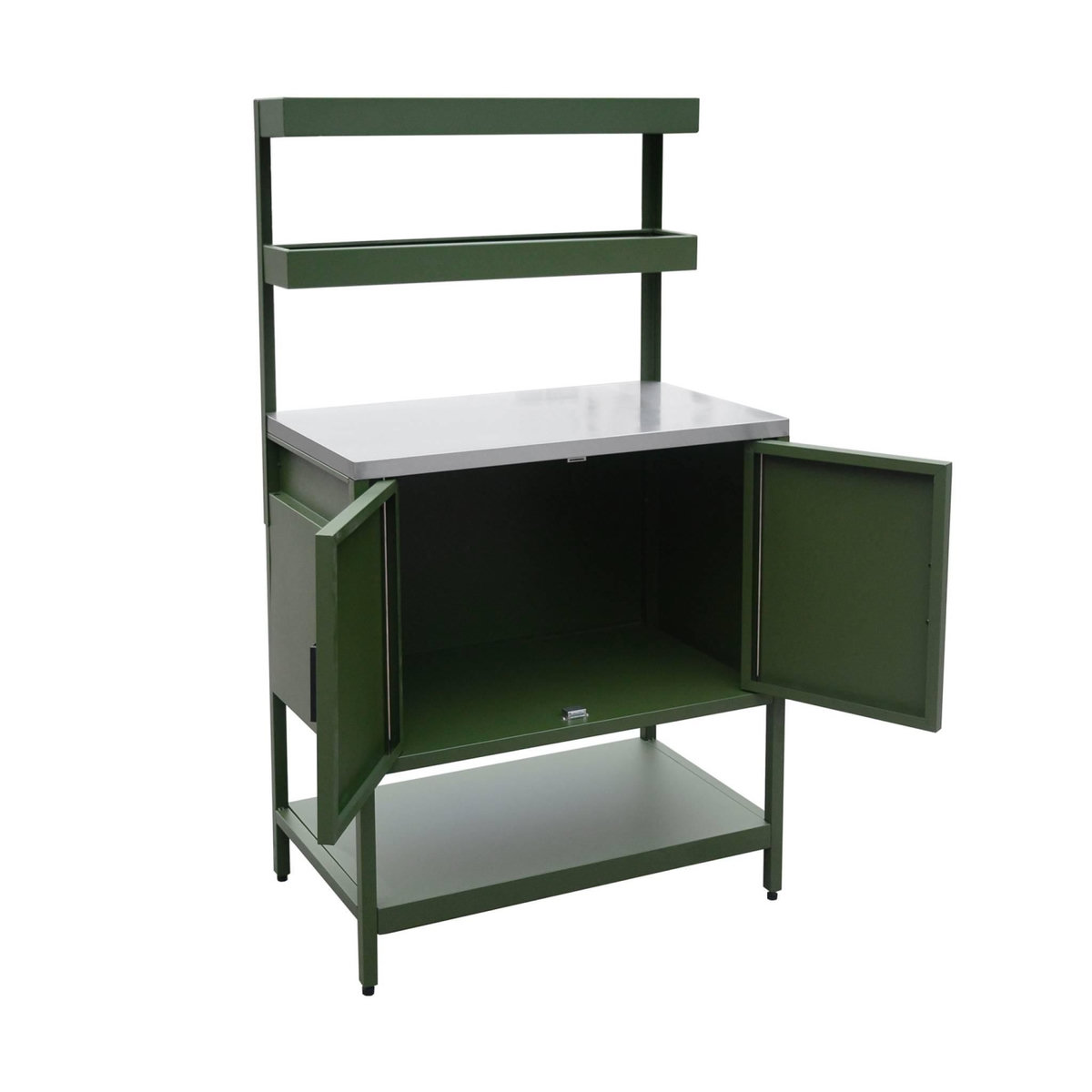 SWEEEK Cuisine extérieure en acier avec 2 étagères suspendues et 2 portes L80cm