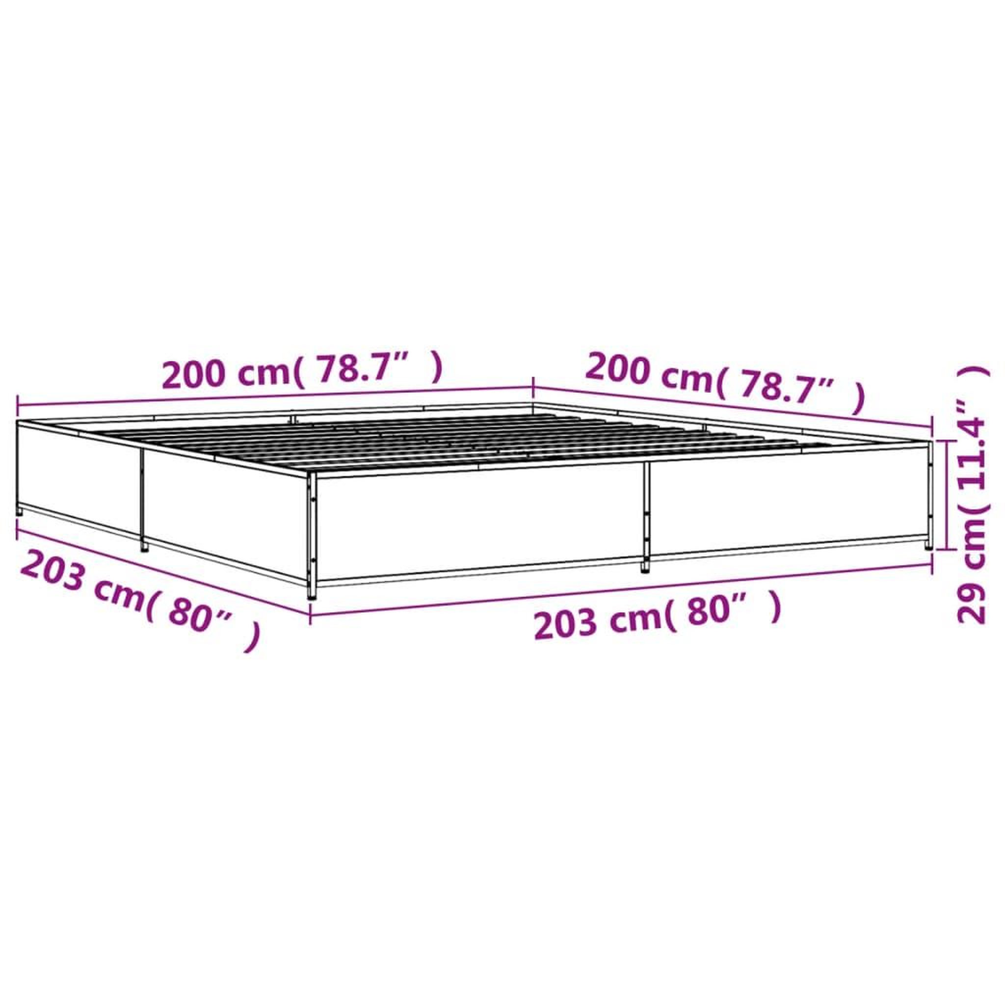 Voir la diapositive 6 : VIDAXL Cadre de lit sans matelas chene marron 200x200 cm