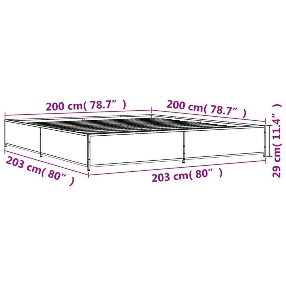 VIDAXL Cadre de lit sans matelas chene marron 200x200 cm
