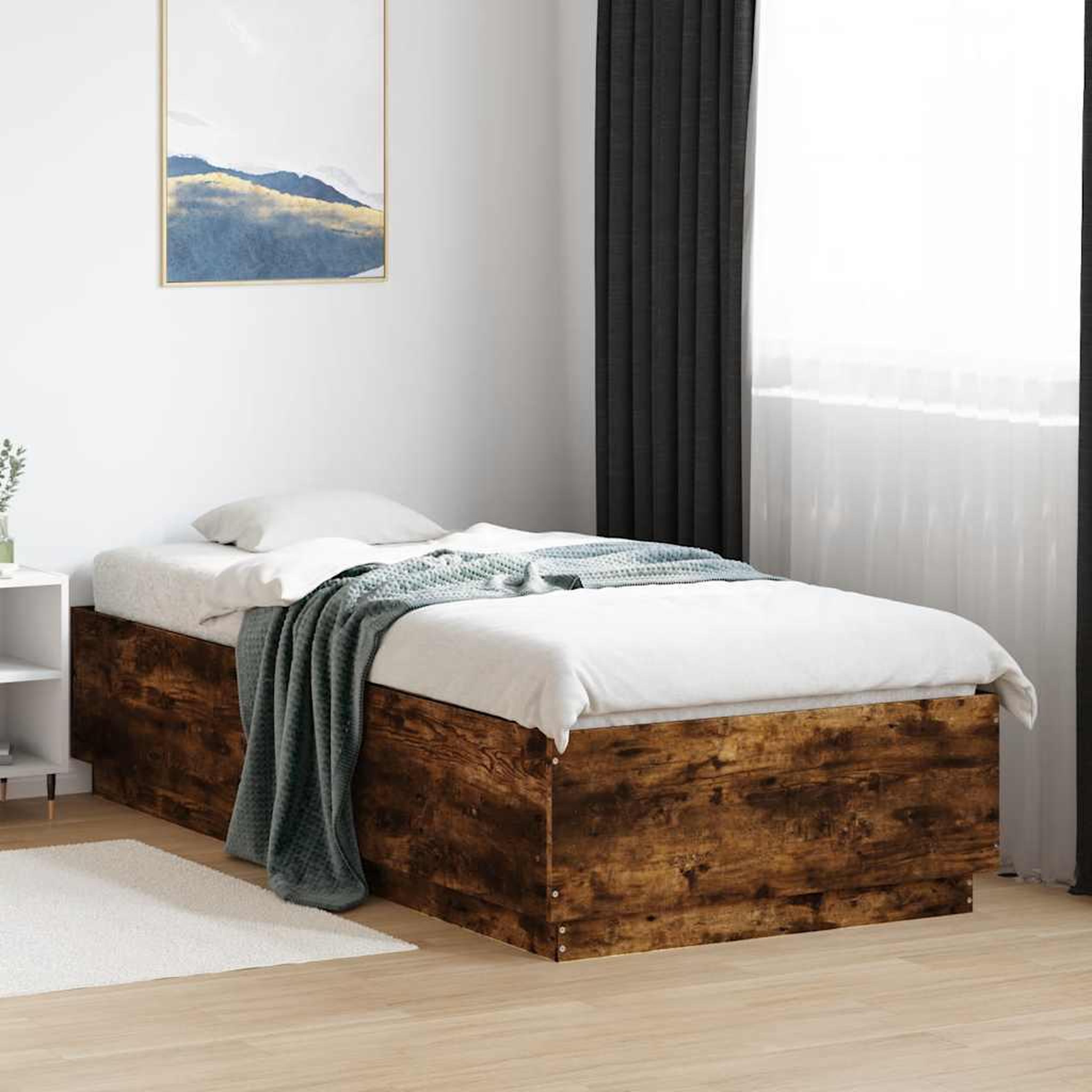 VIDAXL Cadre de lit sans matelas chene fume 100x200 cm