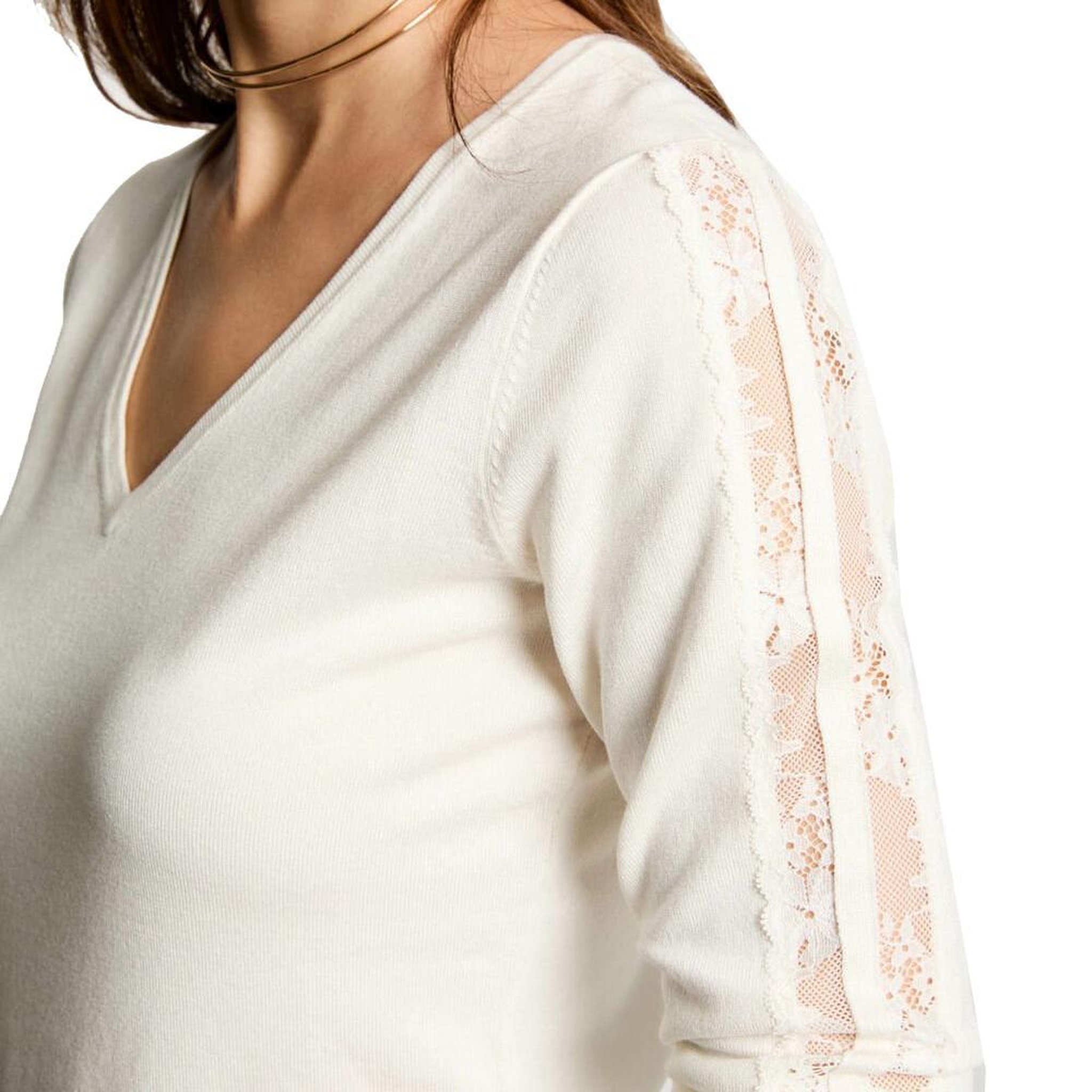 Voir la diapositive 2 : MORGAN Pull Blanc Femme Morgan  MIELO