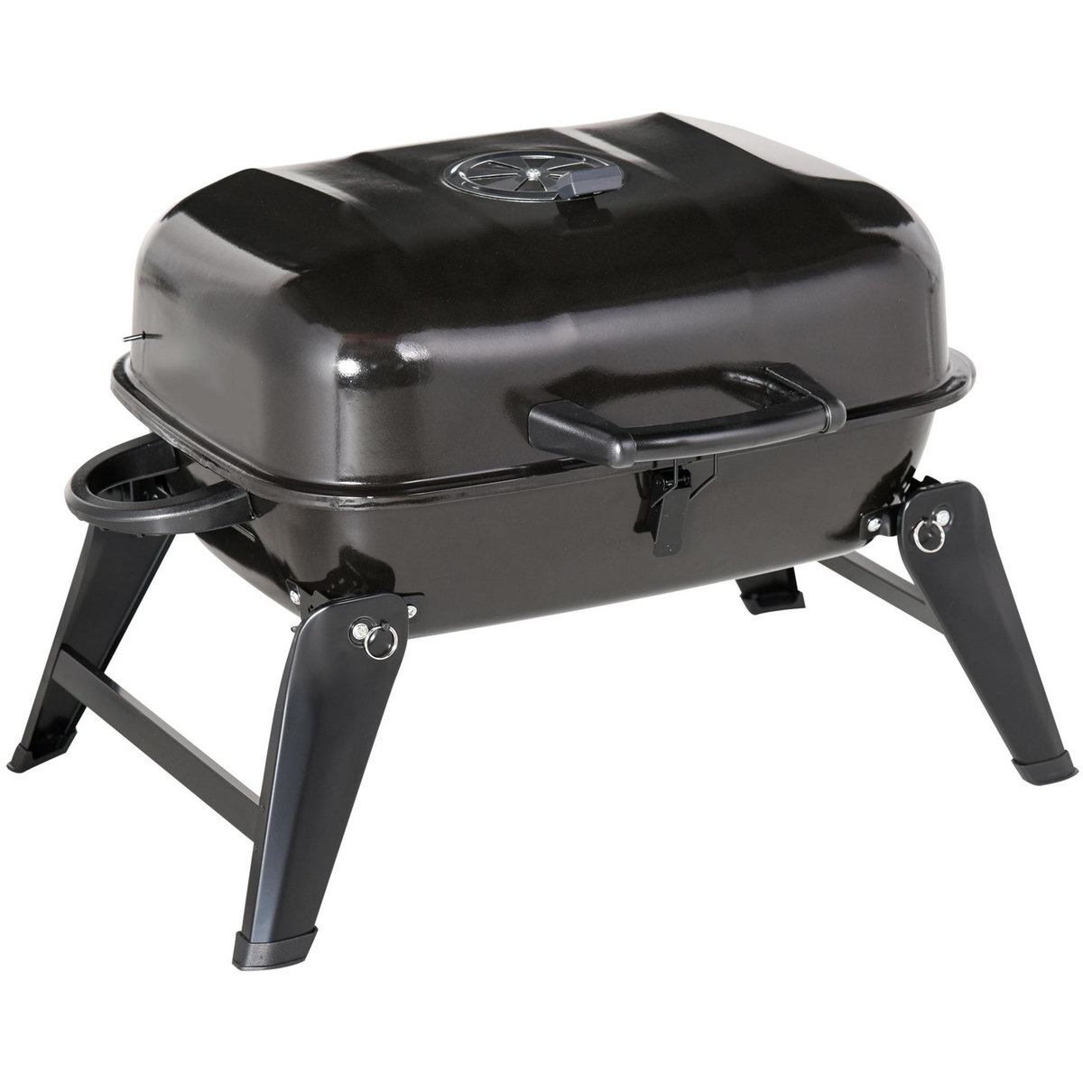 OUTSUNNY Barbecue au charbon de bois BBQ grill portable et pliable avec couvercle dim. 59 x 43 x 39 cm noir