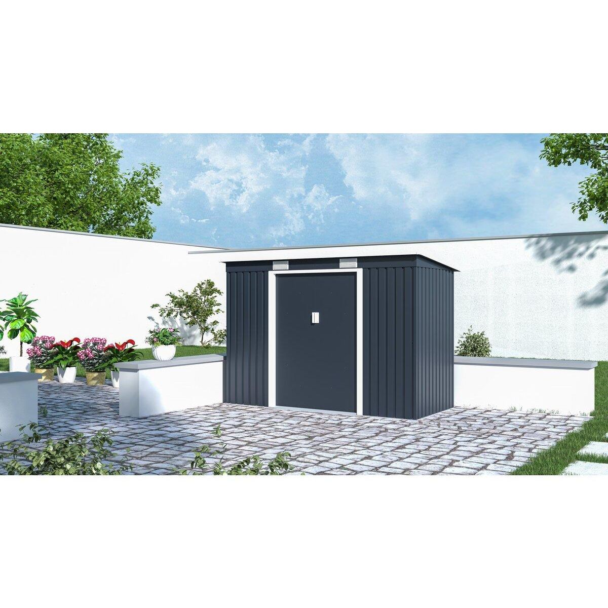 Habitat et Jardin Abri de jardin métal monopente  Austin  - 3,14 m2 - Gris